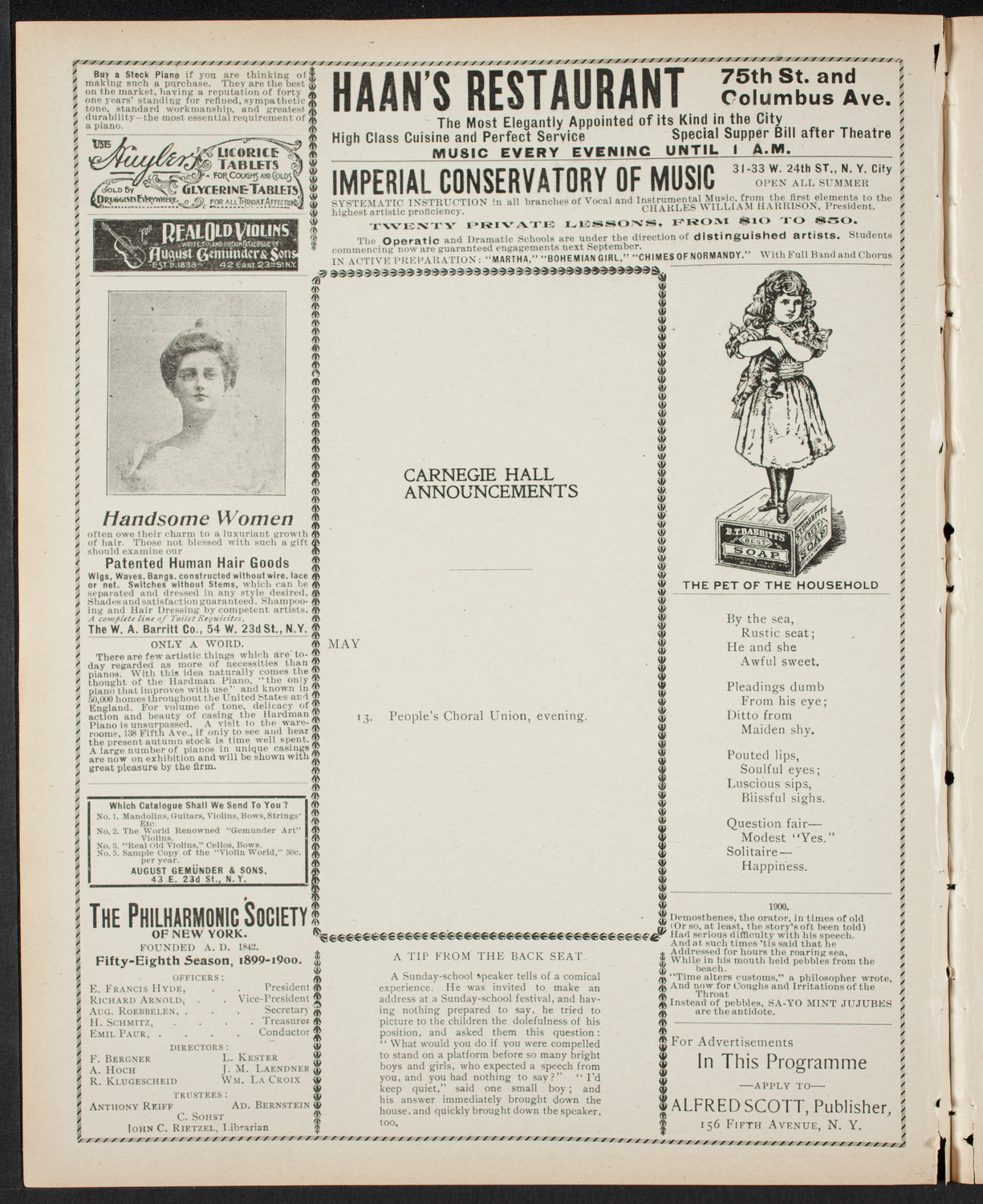 Ignacy Jan Paderewski, Piano, May 12, 1900, program page 2