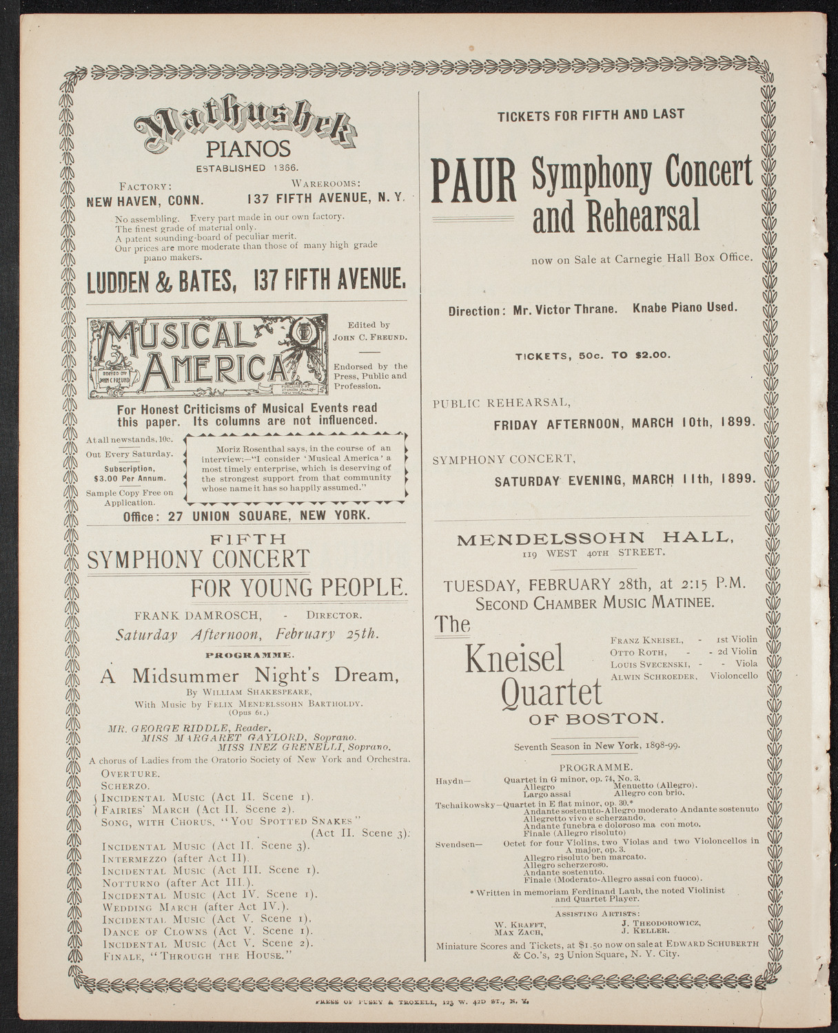 New York Philharmonic, February 24, 1899, program page 8