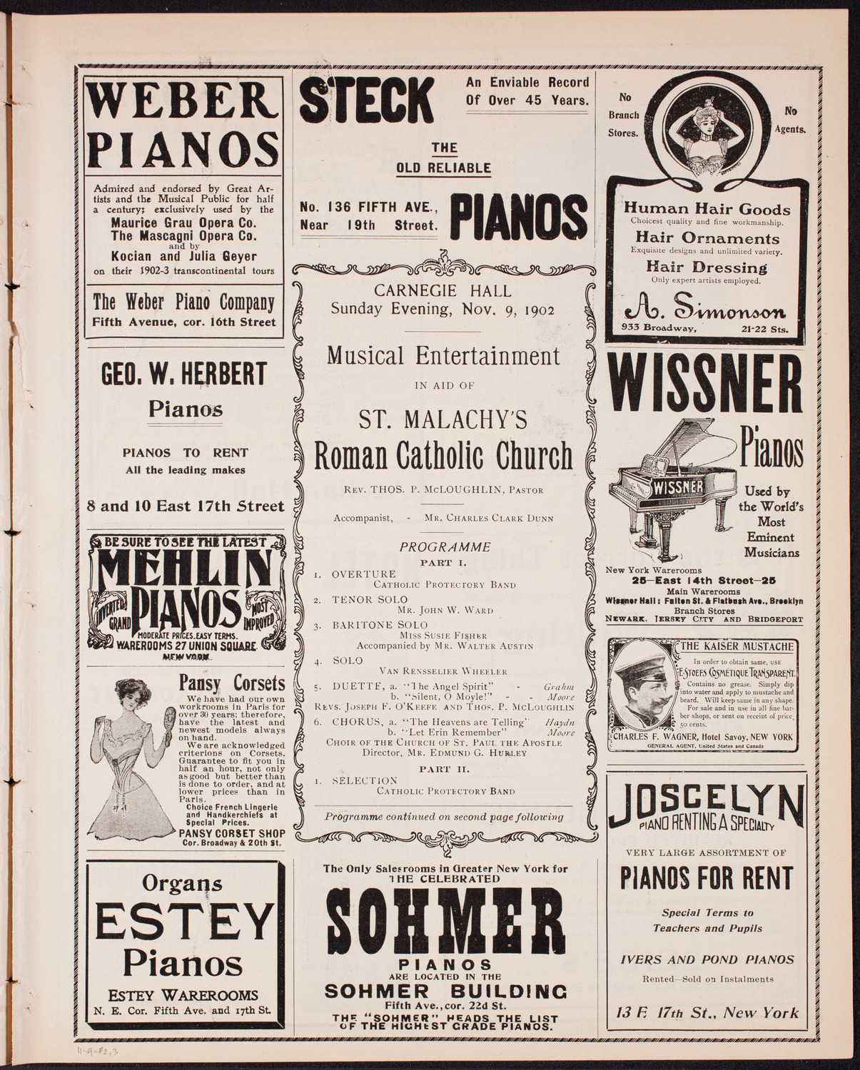 Benefit: St. Malachy's Roman Catholic Church, November 9, 1902, program page 5