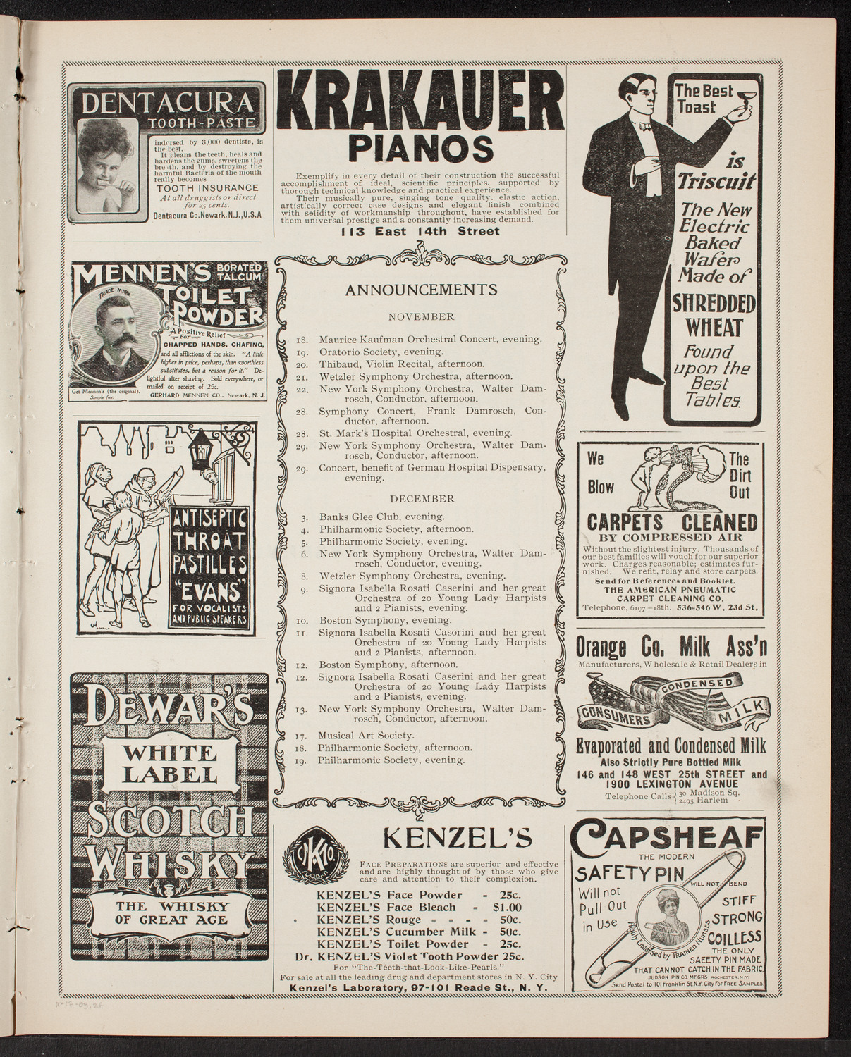 Marcella Sembrich, Soprano, November 17, 1903, program page 3