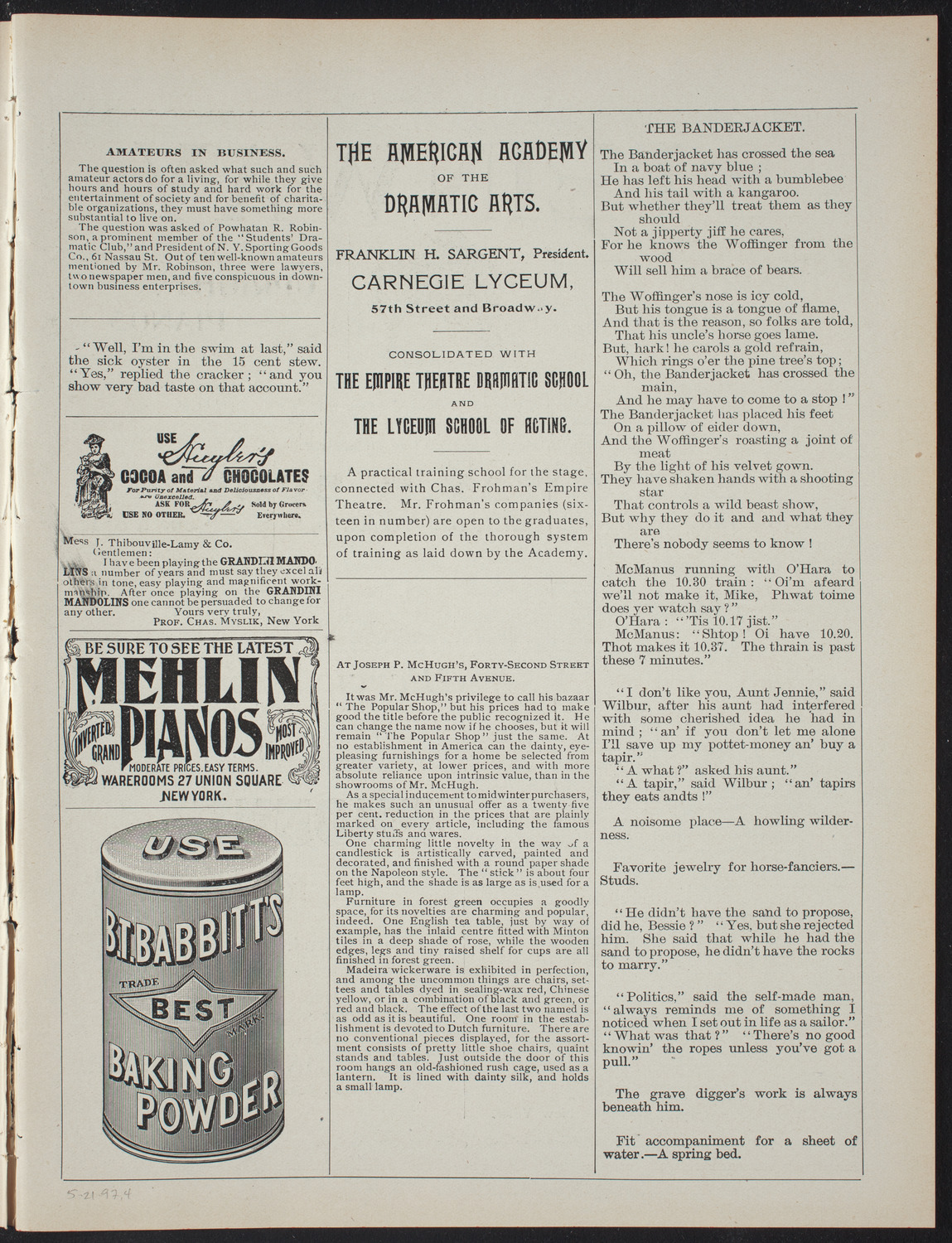 Graduation: Berkeley School, May 21, 1897, program page 7