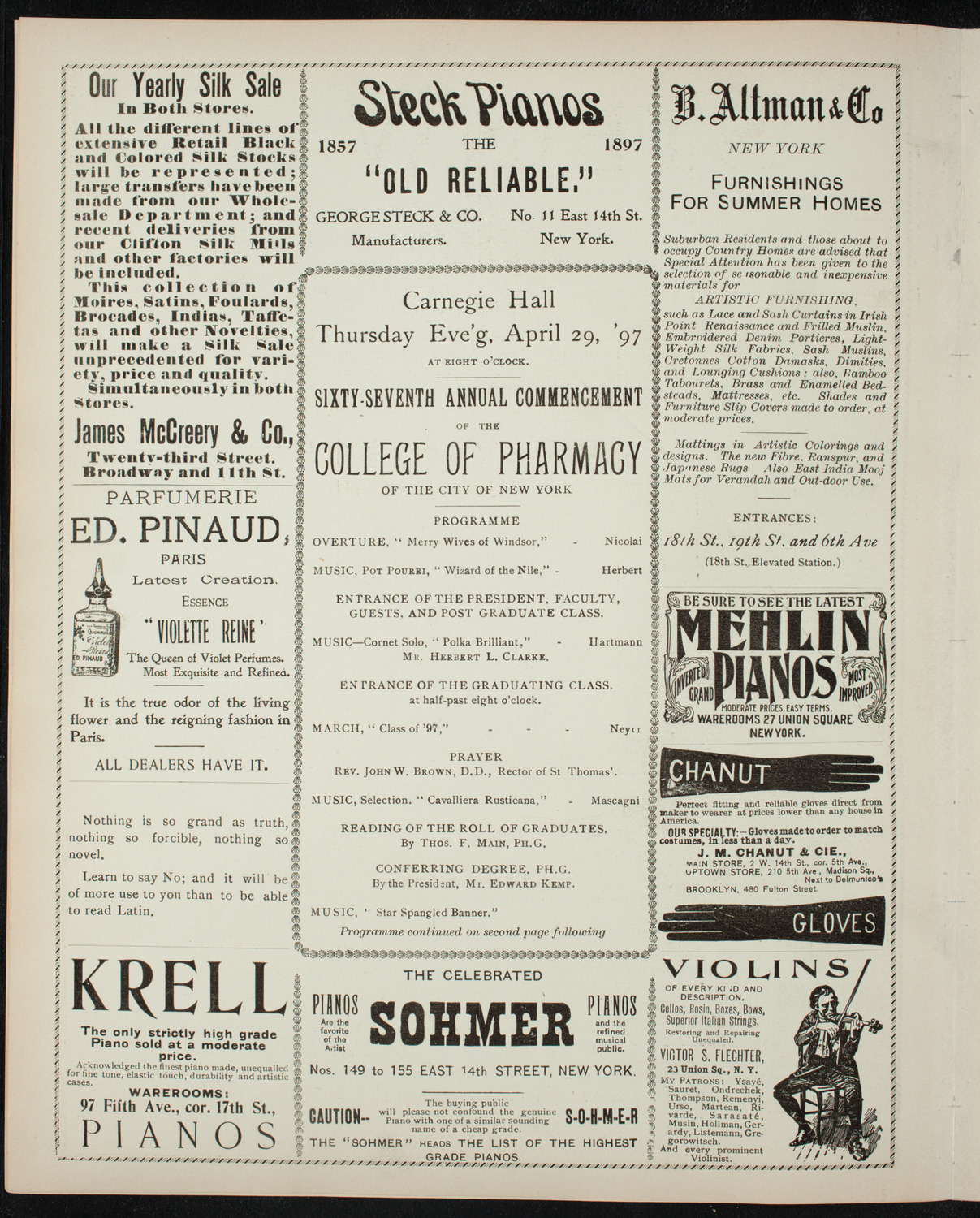 Graduation: College of Pharmacy of the City of New York, April 29, 1897, program page 4