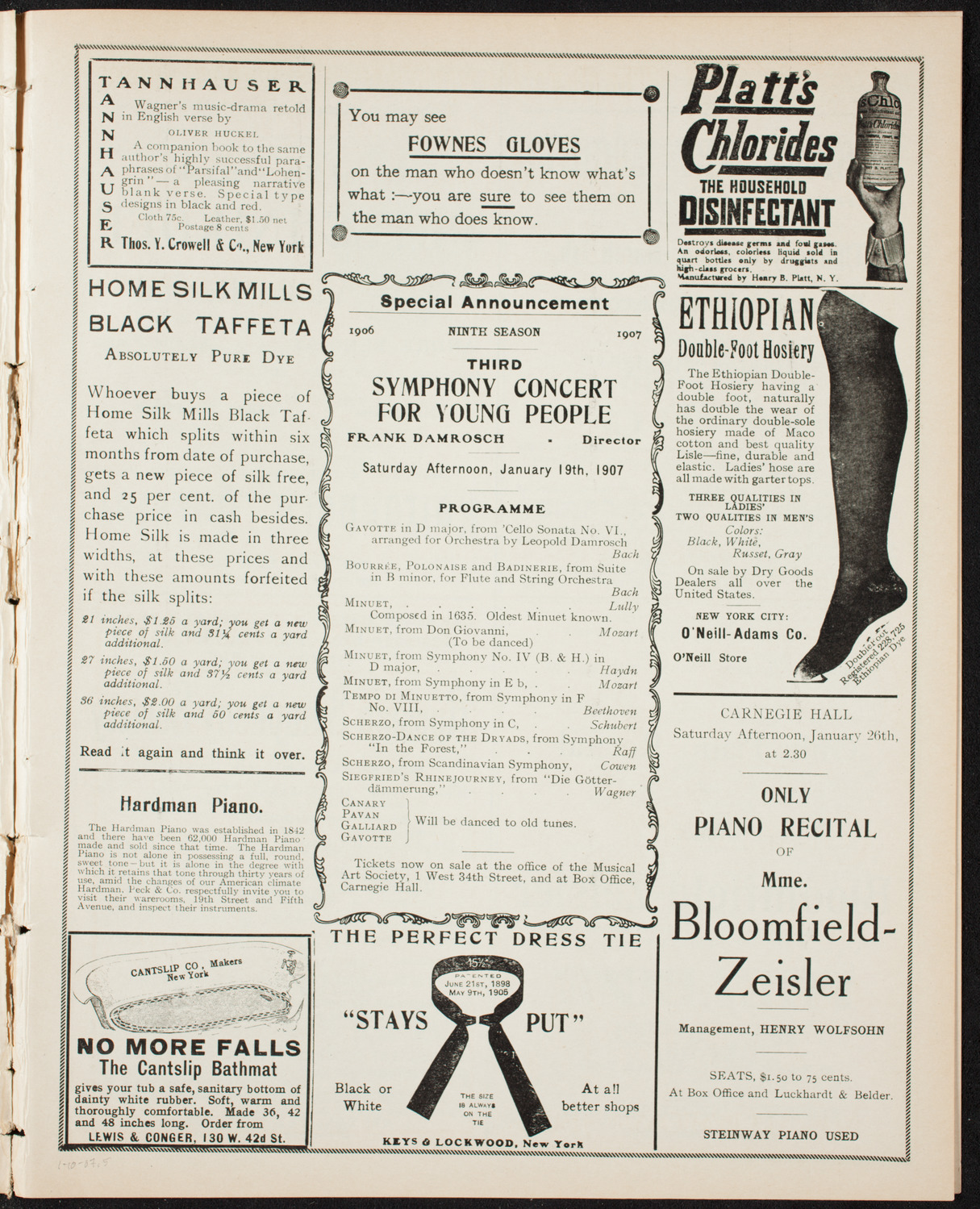 Boston Symphony Orchestra, January 10, 1907, program page 9