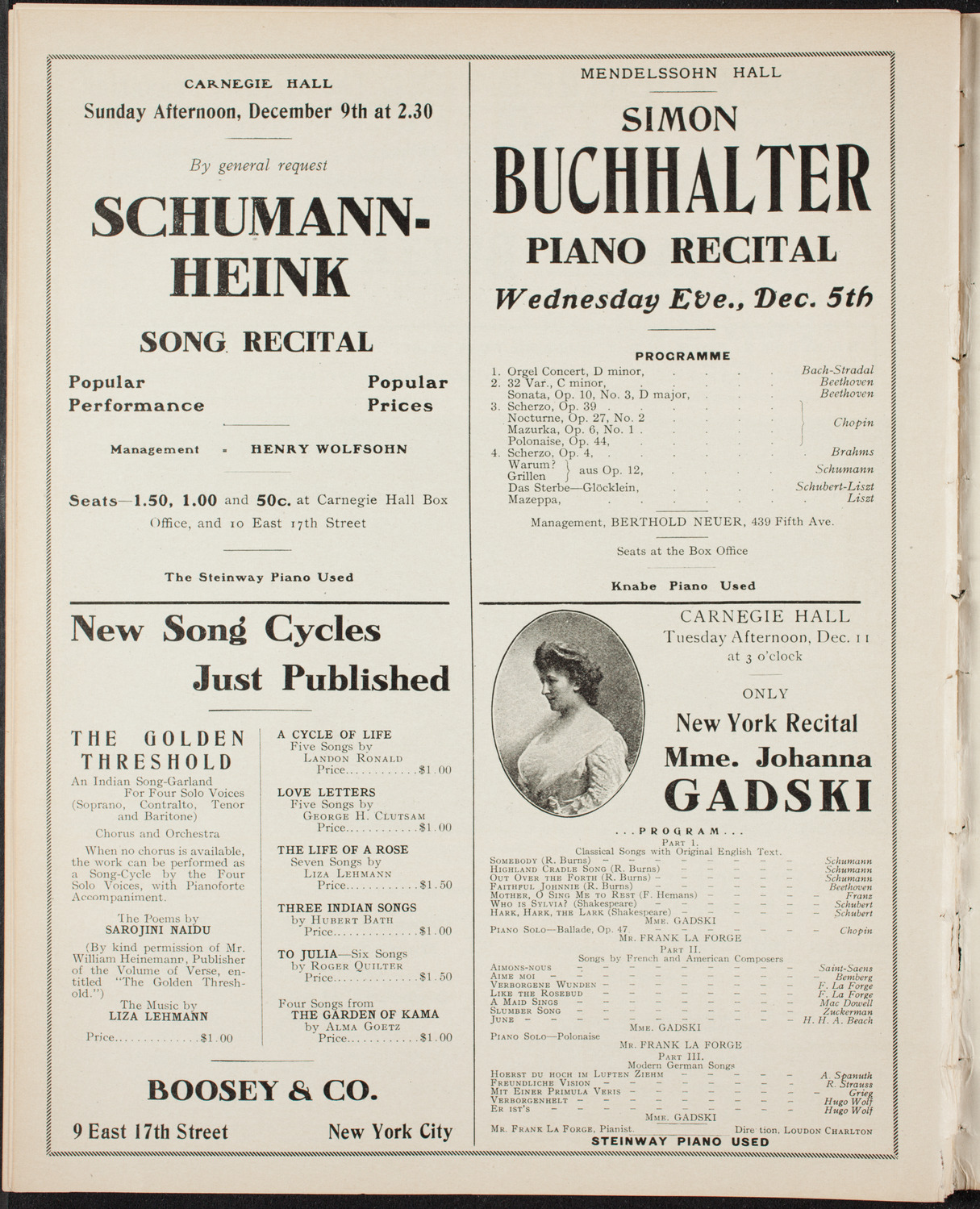 New York Philharmonic, November 30, 1906, program page 12