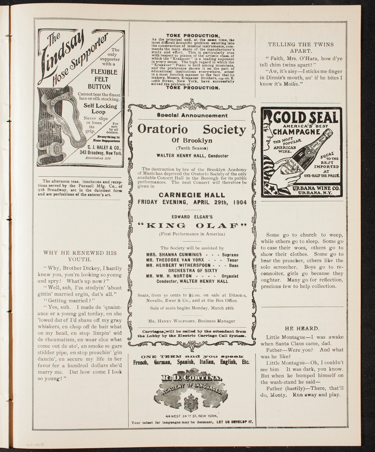 People's Choral Union, April 11, 1904, program page 9