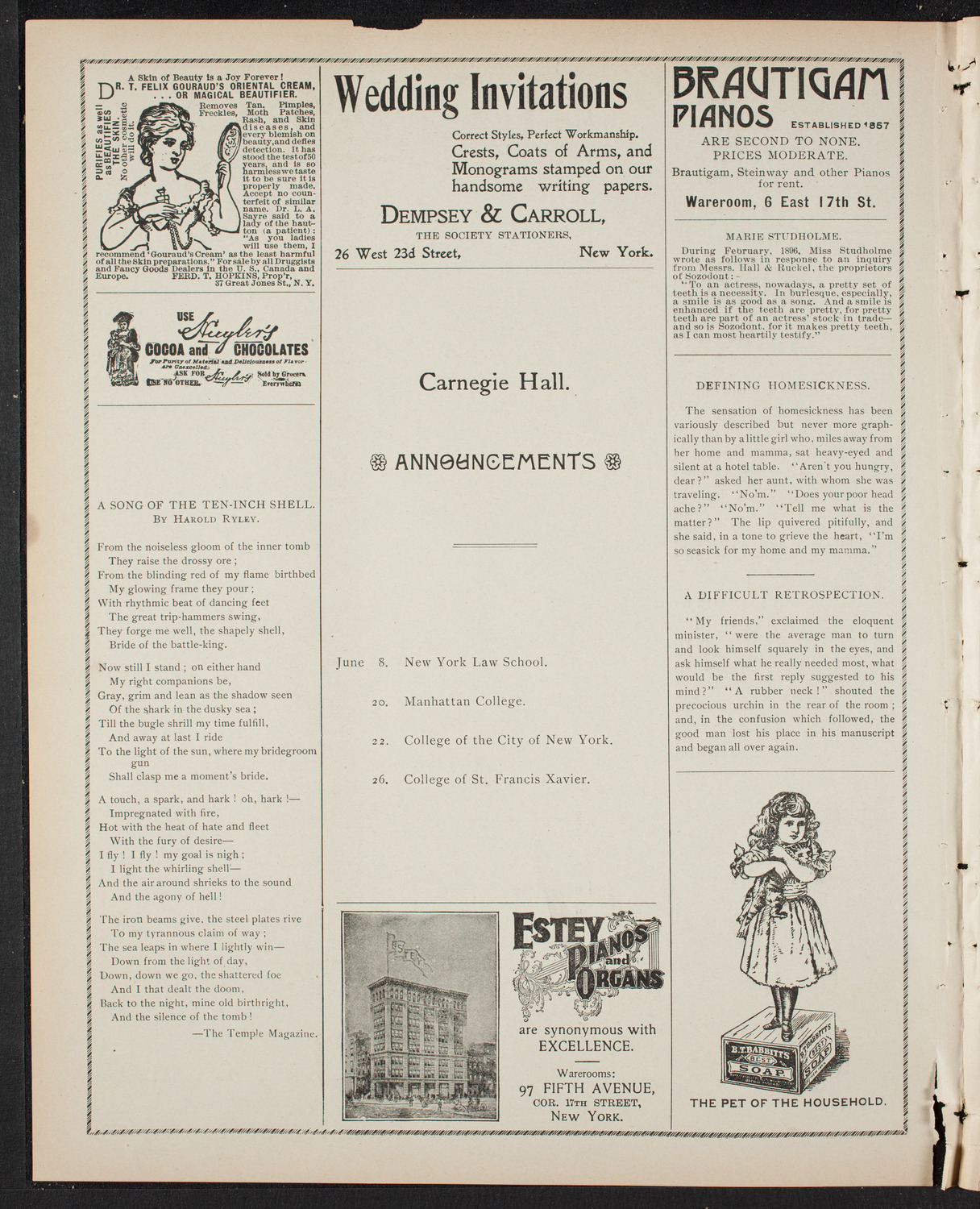 Graduation: Packard's Business College, May 24, 1899, program page 2