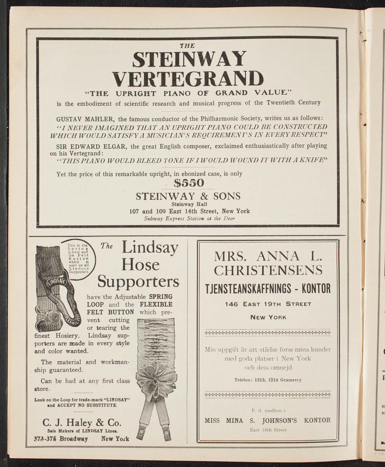 Grand Festival Concert of the American Union of Swedish Singers, May 28, 1910, program page 4