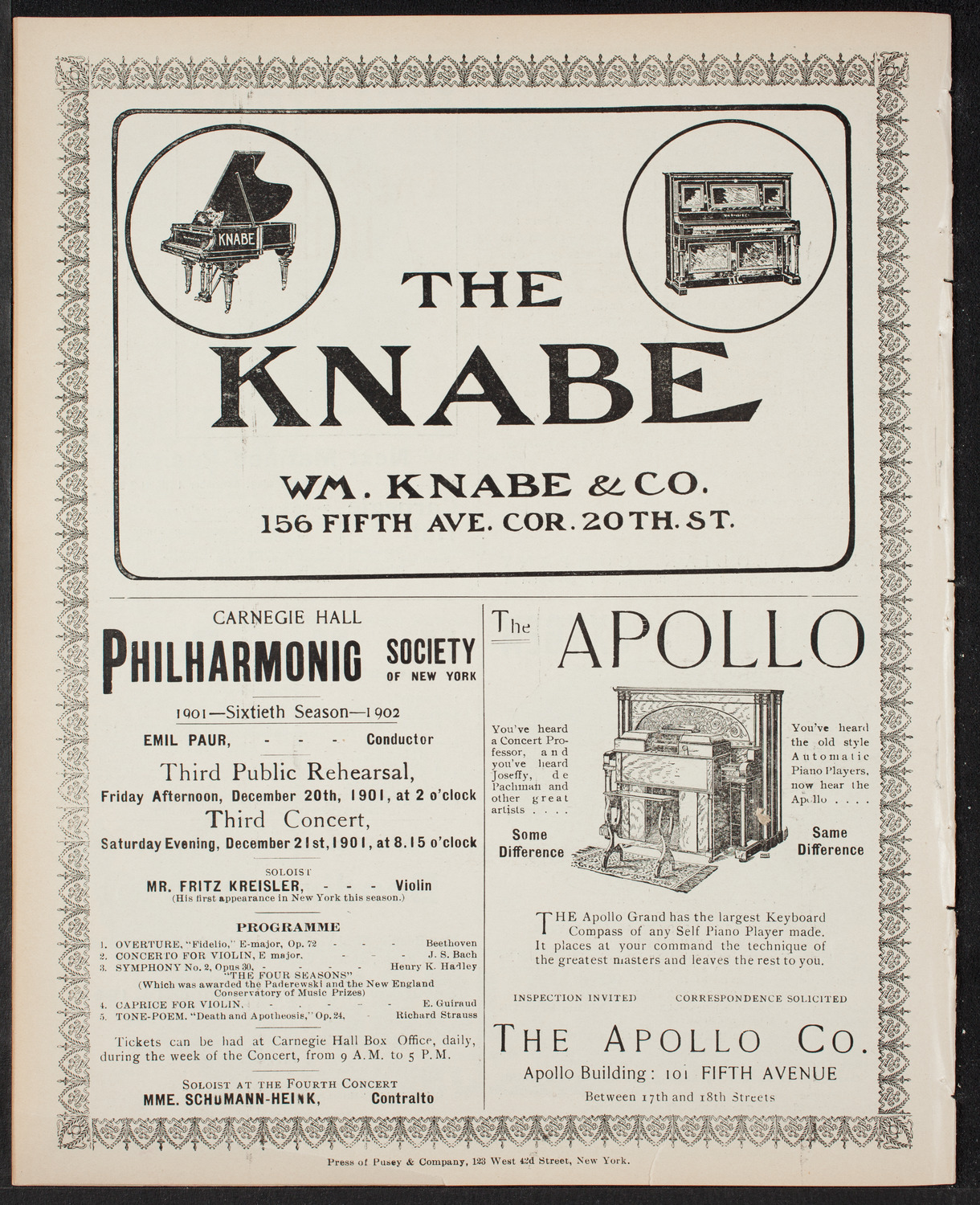 Jan Kubelik, Violin, with Jessie Shay, Piano, December 7, 1901, program page 10