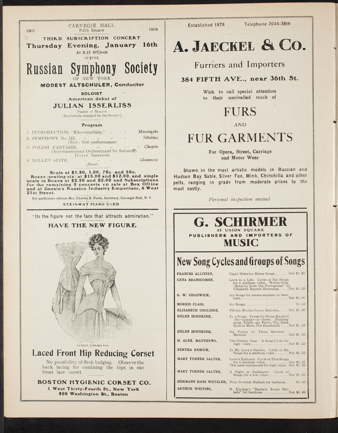 New York Philharmonic, December 14, 1907, program page 8