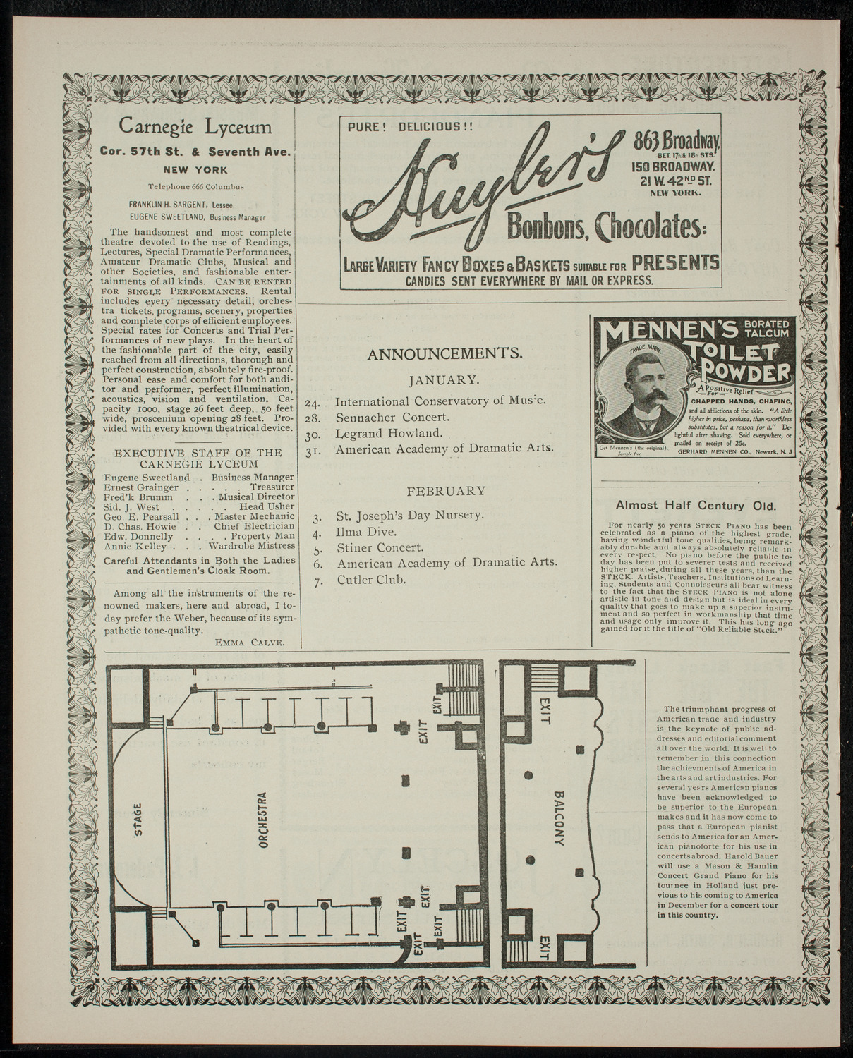 Academy Stock Company of the American Academy of Dramatic Arts and Empire Theatre Dramatic School, January 17, 1902, program page 4