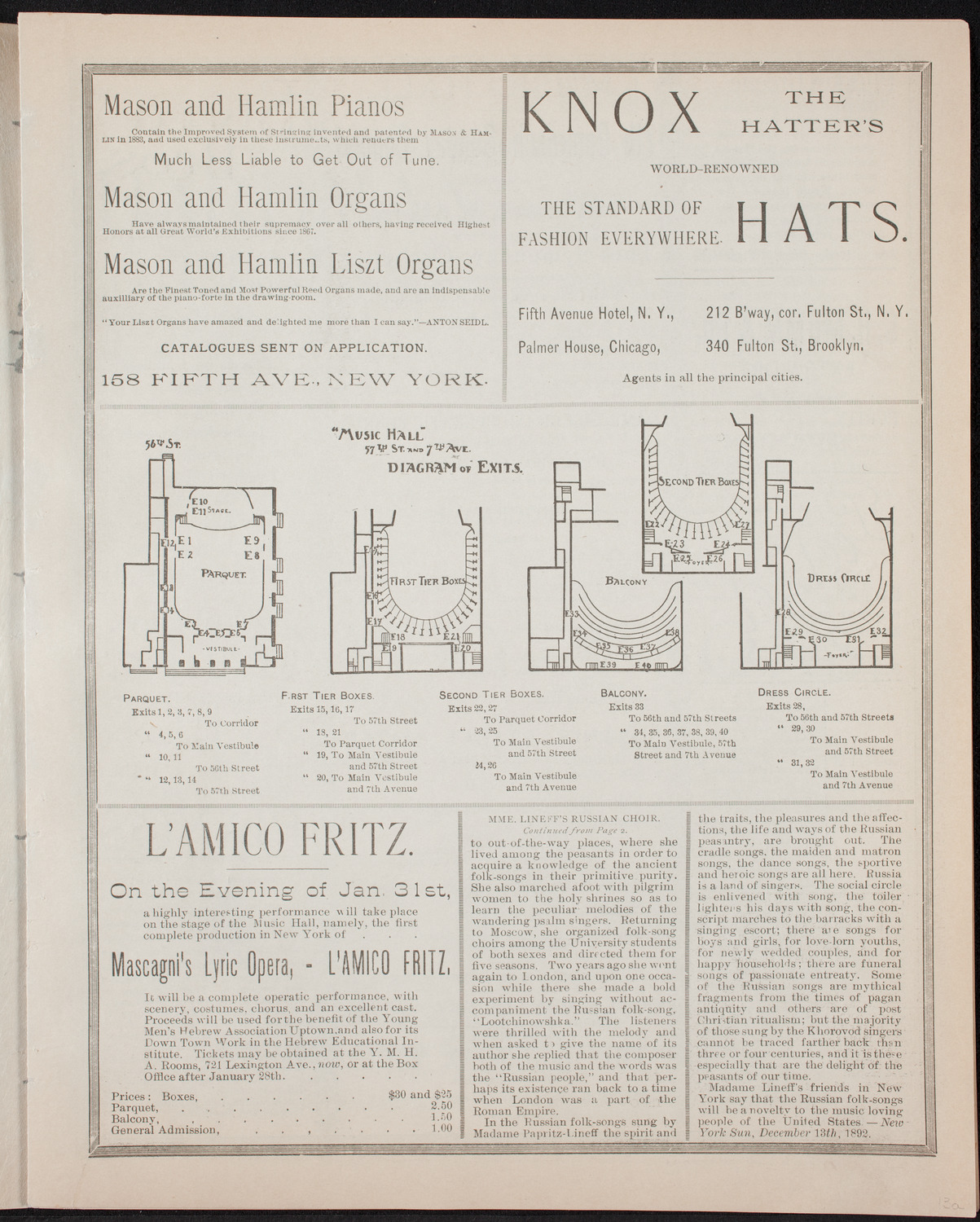 Damrosch Sunday Concert, December 25, 1892, program page 3