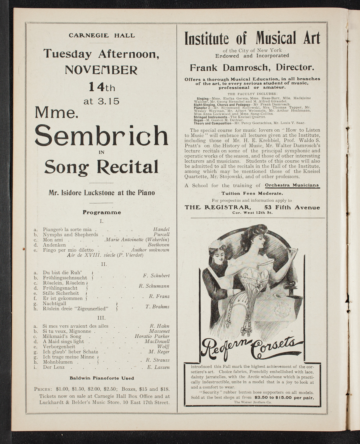 New York Philharmonic, November 10, 1905, program page 2