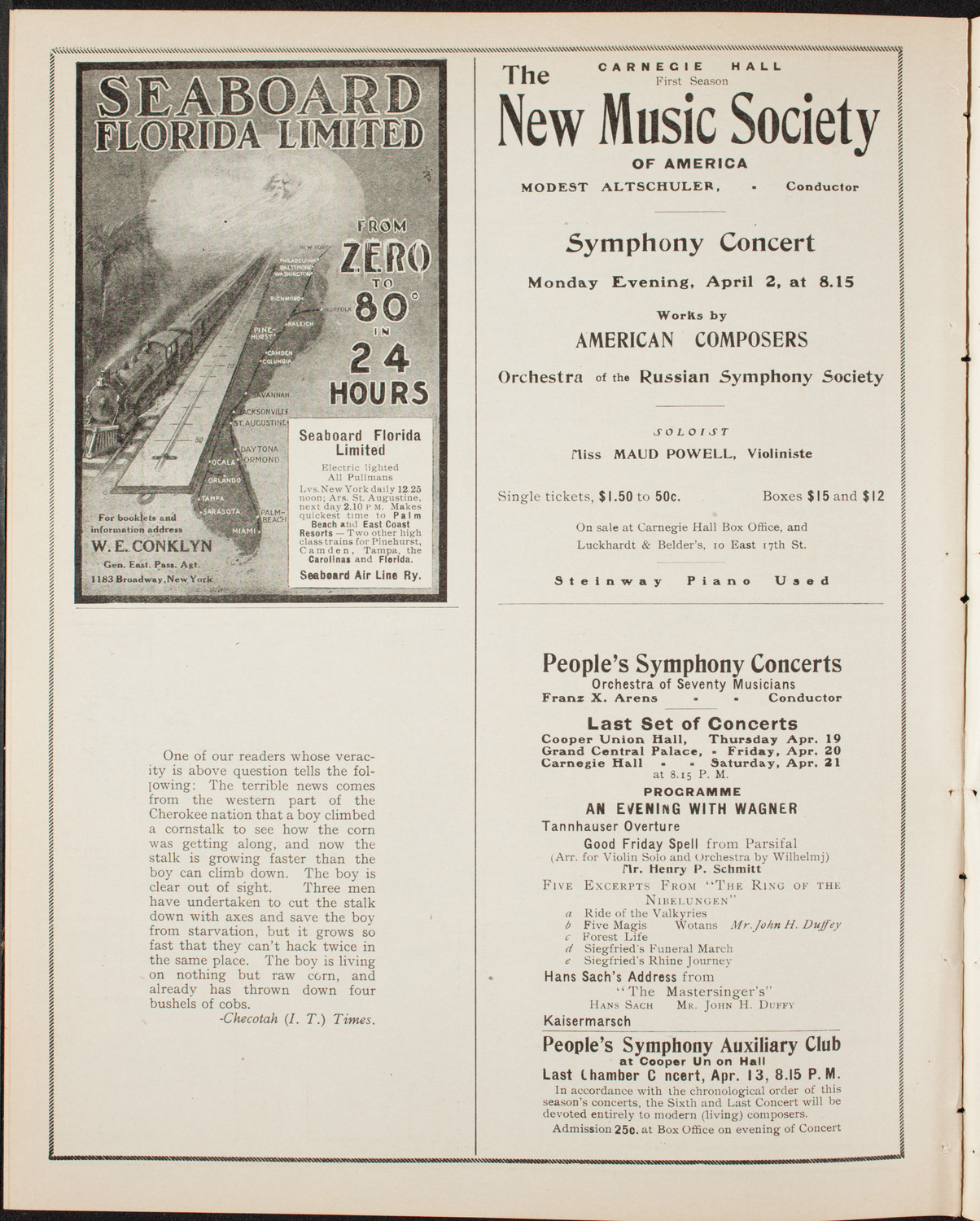 Russian Symphony Society of New York, March 17, 1906, program page 10