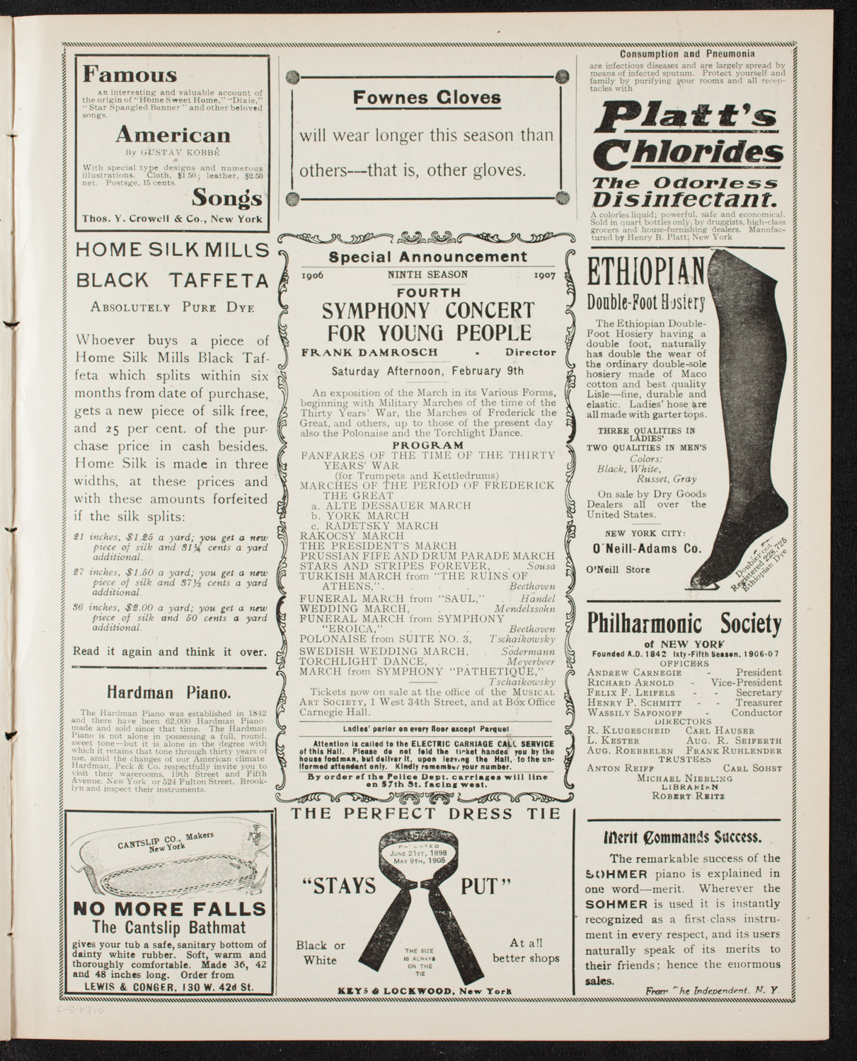 New York Philharmonic, February 8, 1907, program page 9