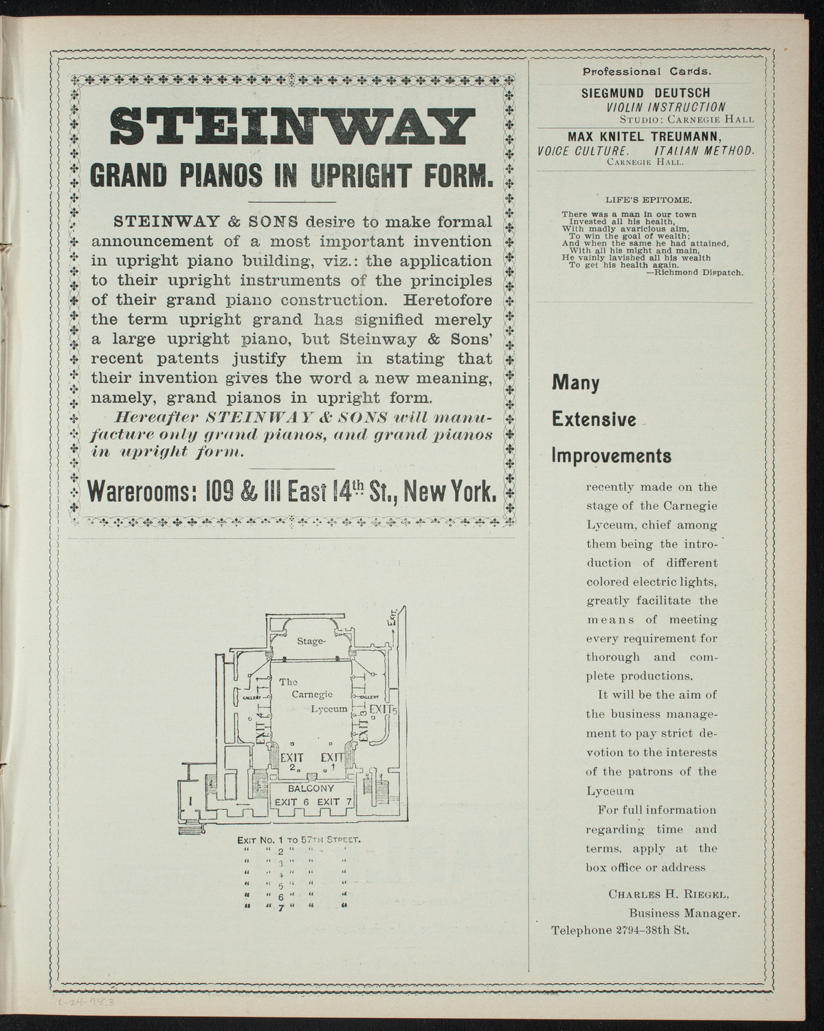 Clara L. Smith and Others, January 24, 1898, program page 5