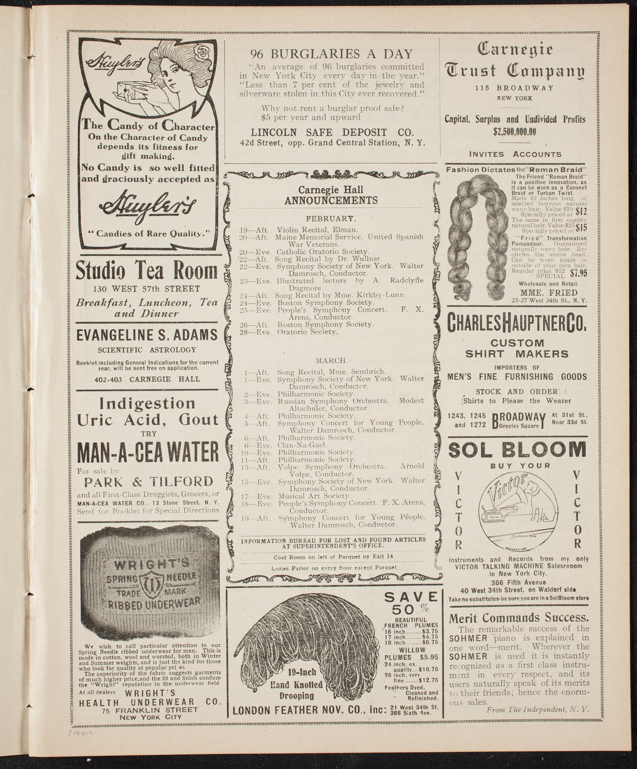 New York Philharmonic, February 18, 1910, program page 3