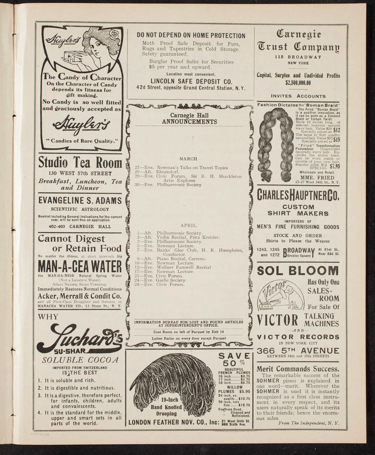 New York Philharmonic, March 27, 1910, program page 3