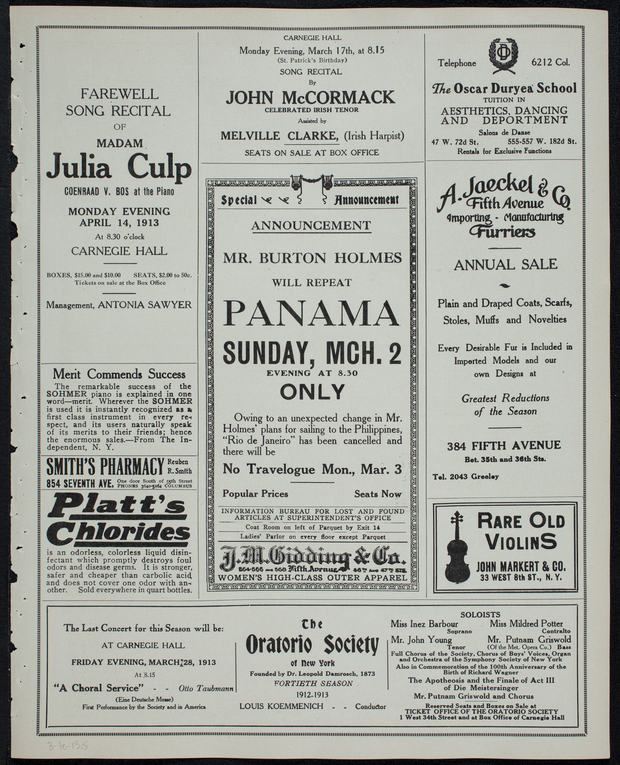 Russian Symphony Society of New York, March 1, 1913, program page 9