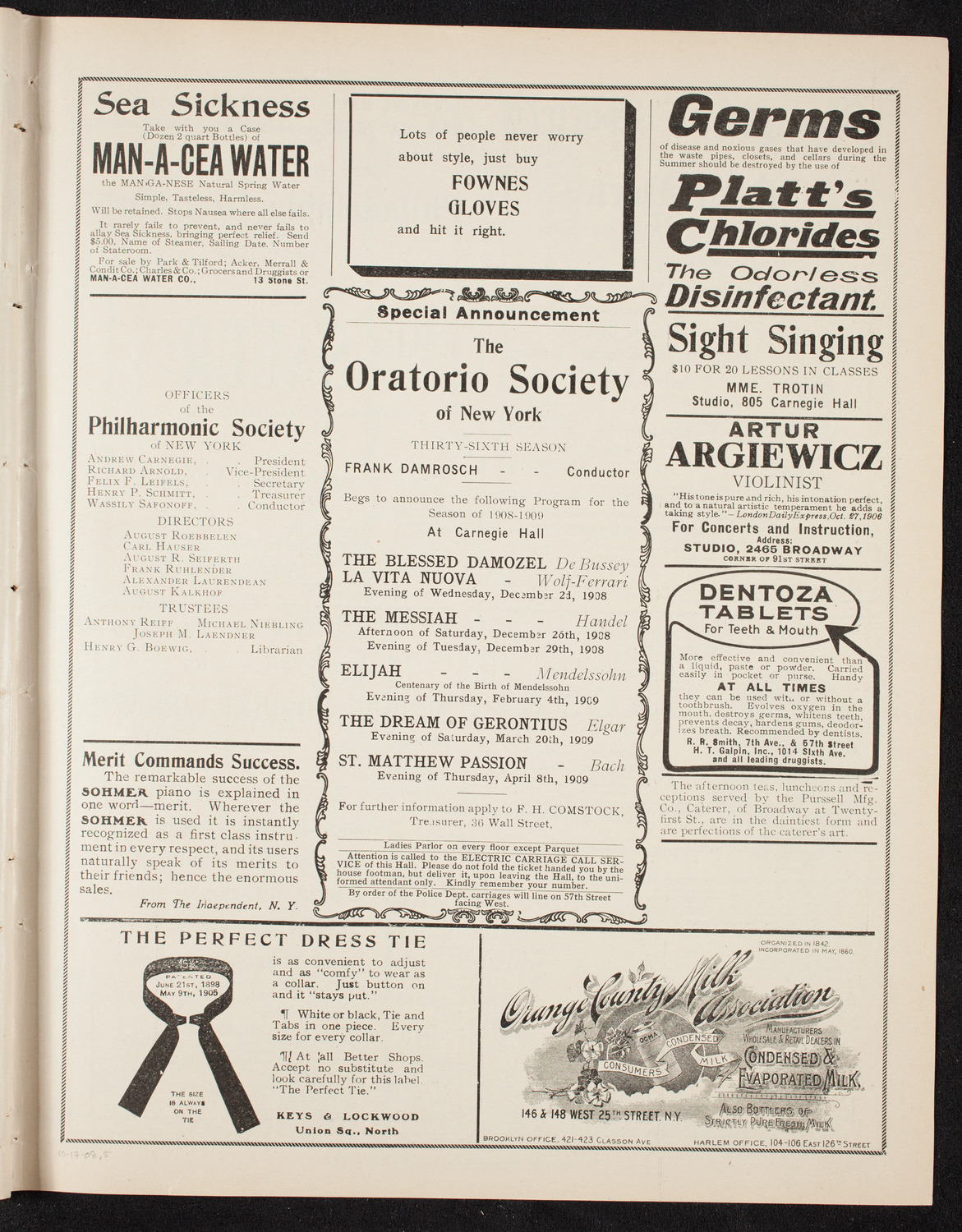 Adela Verne, Piano, October 17, 1908, program page 9