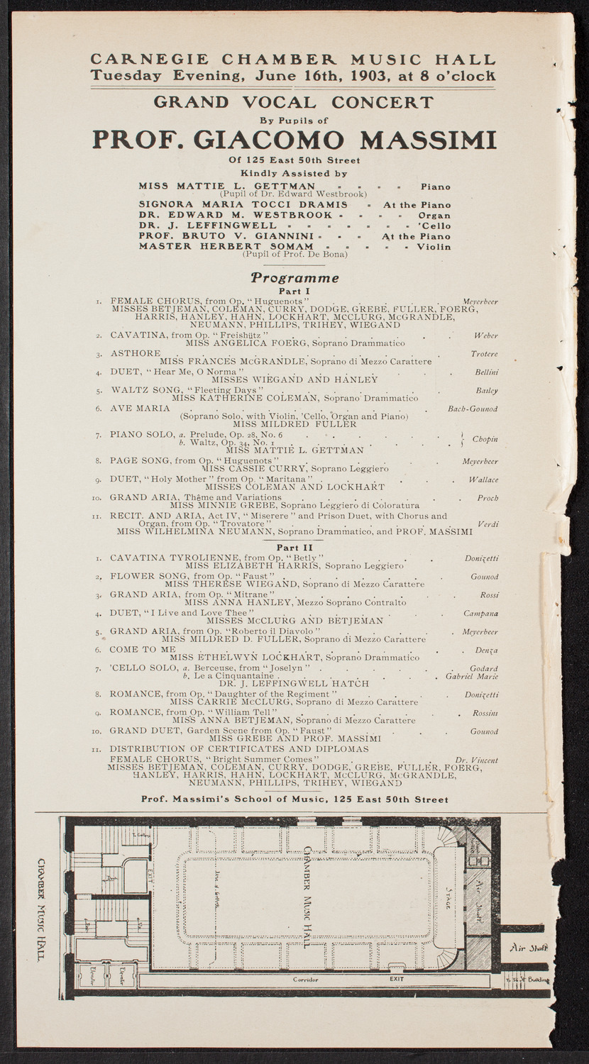 Pupils of Giacomo Massimi, June 16, 1903, program page 2