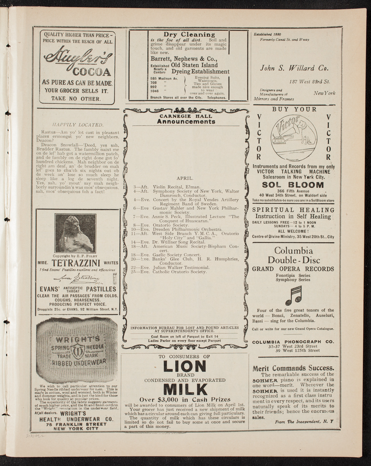 Gustav Mahler and New York Philharmonic, March 31, 1909, program page 3