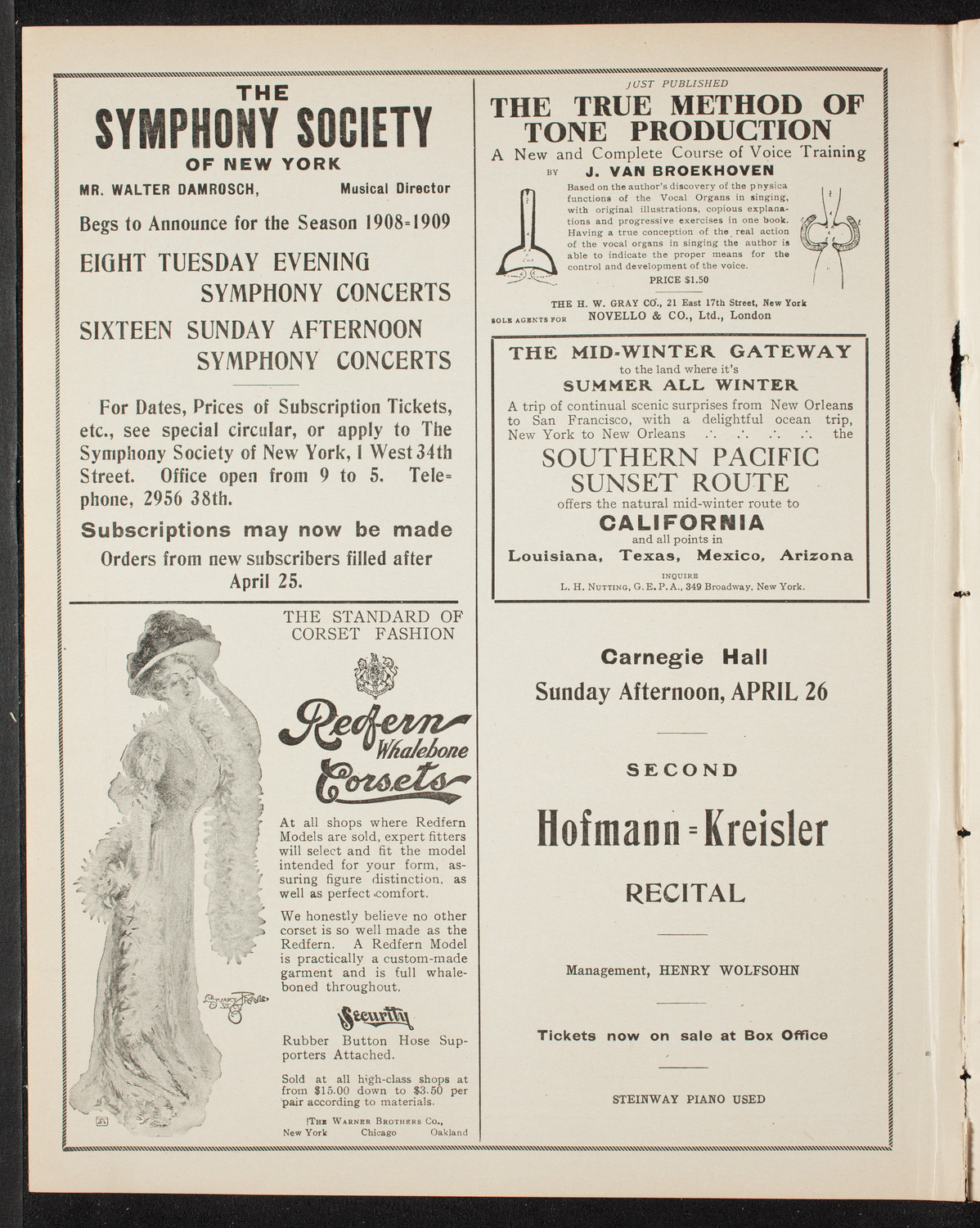 Harold Bauer, Piano, April 21, 1908, program page 2