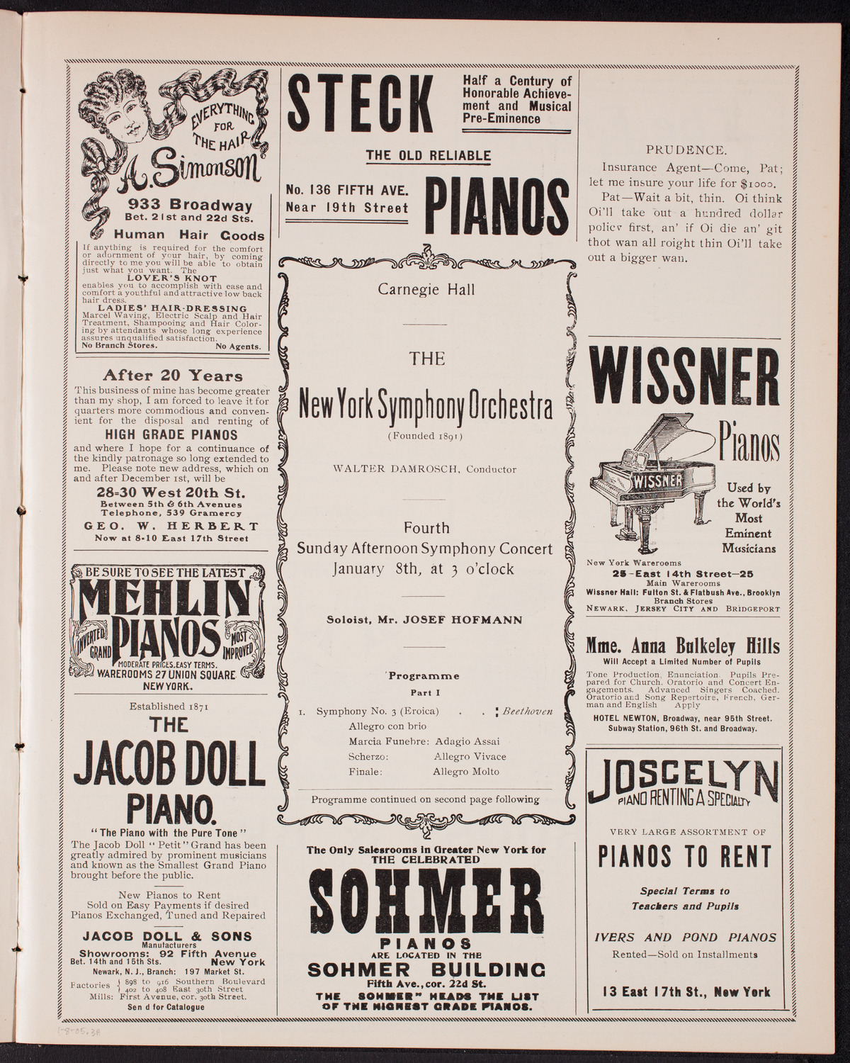 New York Symphony Orchestra, January 8, 1905, program page 5