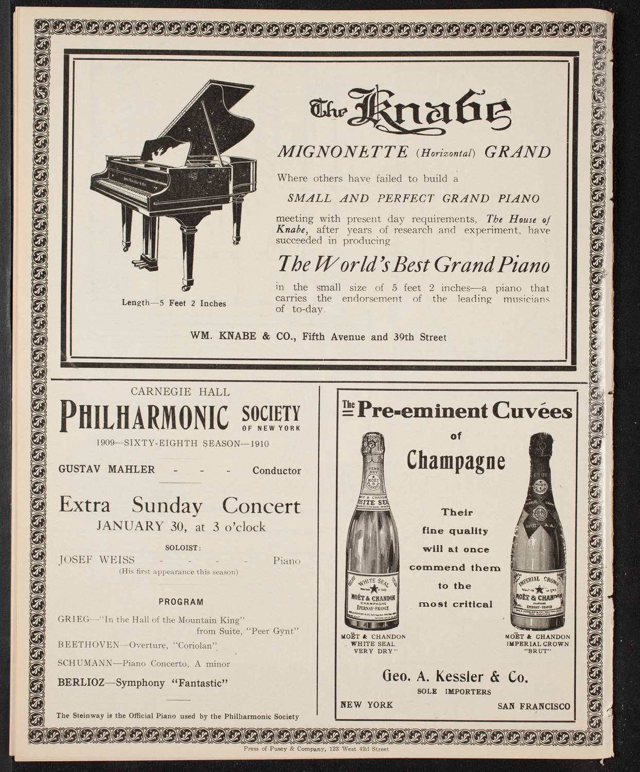 Fritz Kreisler, Violin, January 28, 1910, program page 12