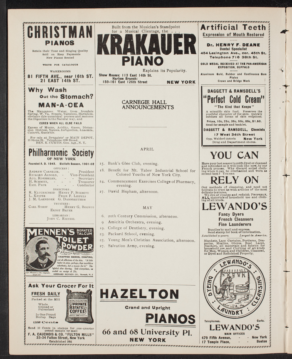 People's Choral Union, April 14, 1902, program page 2