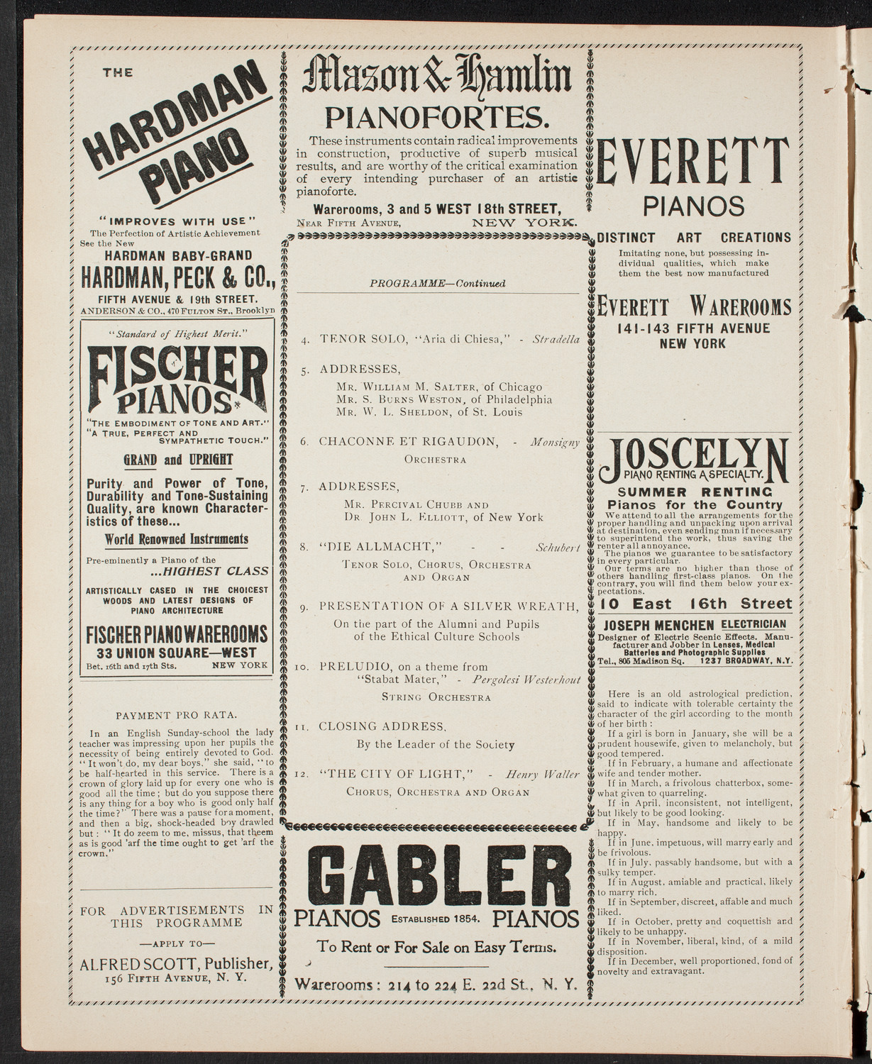 Anniversary Program of the New York Society for Ethical Culture, May 3, 1901, program page 6