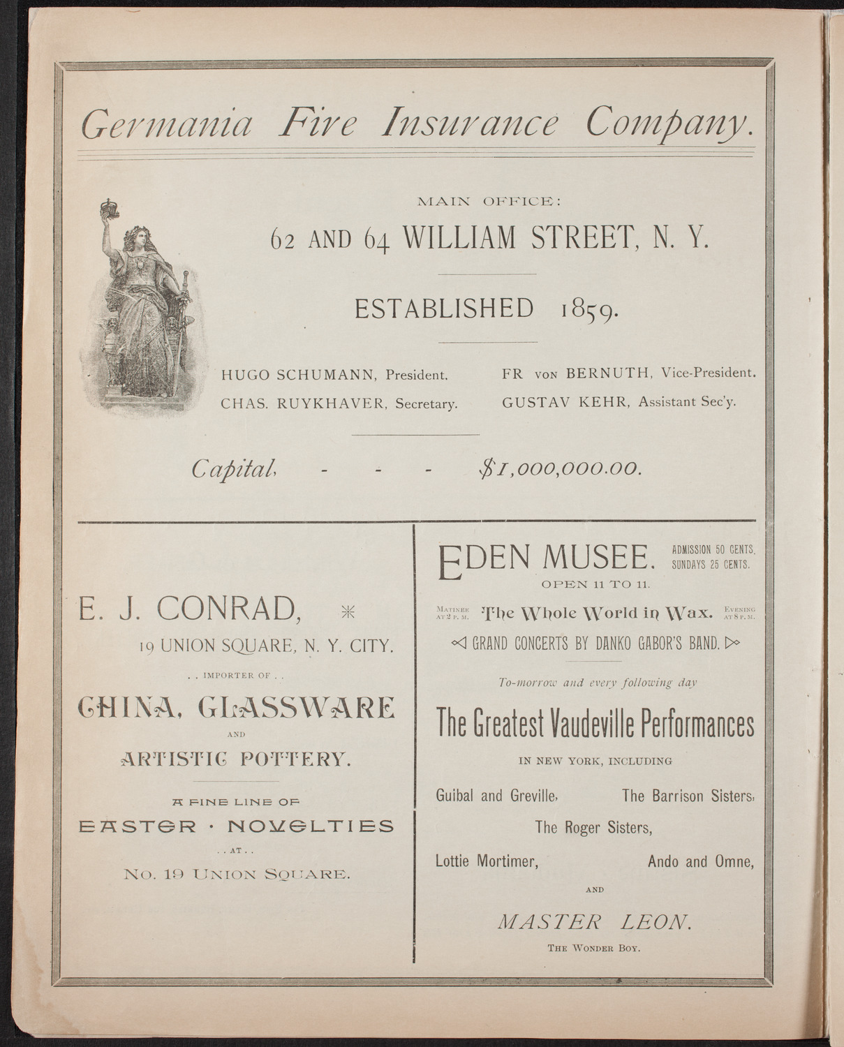 Benefit: Workingman's School and District Nursing Department, March 8, 1893, program page 6