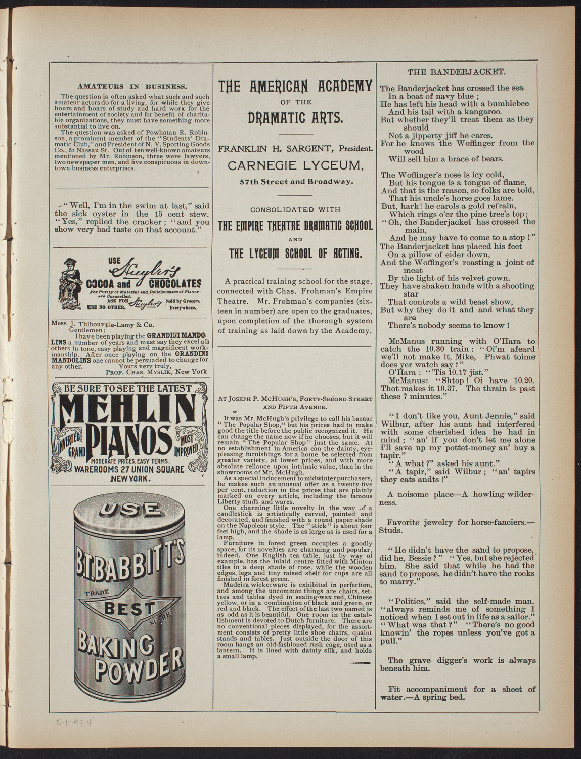 Paolo Gallico and Students, May 11, 1897, program page 7