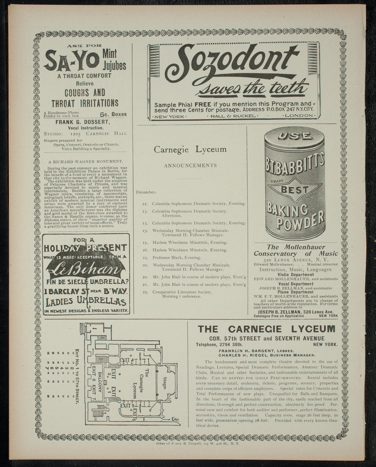 The Sophomore Class (1902) of Columbia University, December 11, 1899, program page 6