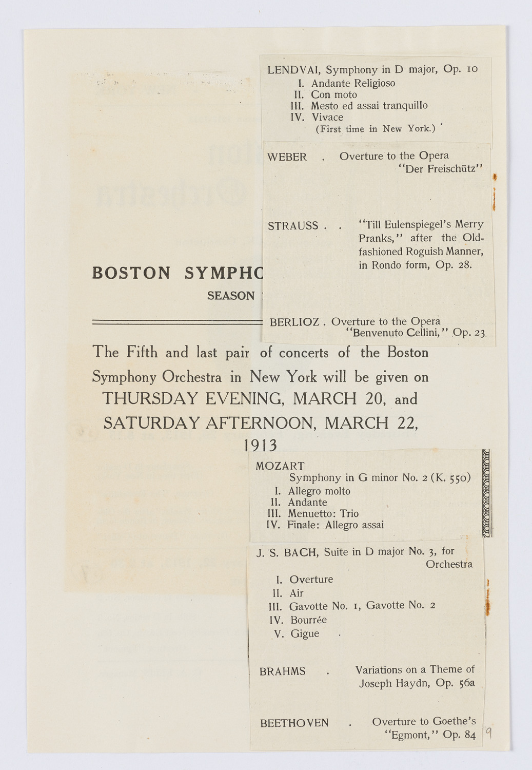 Boston Symphony Orchestra, February 1913