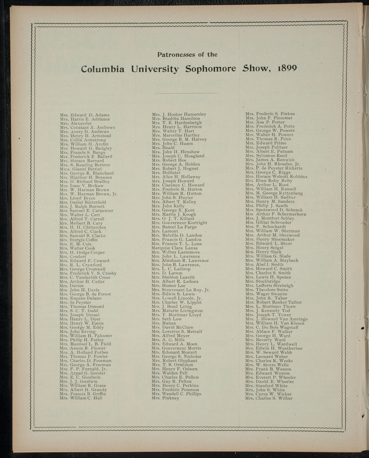 The Sophomore Class (1902) of Columbia University, December 11, 1899, program page 4