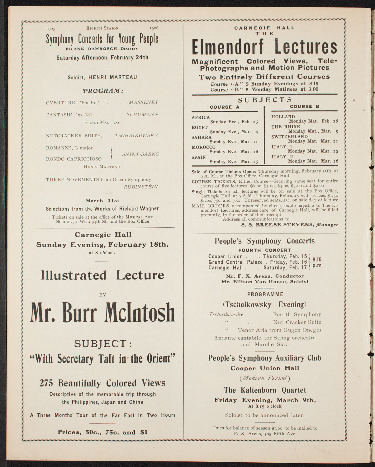 New York Symphony Orchestra, February 13, 1906, program page 10