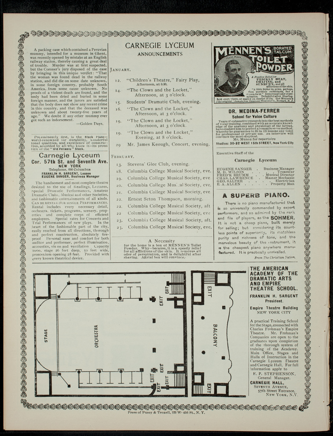 The Children's Theatre, January 11, 1901, program page 4