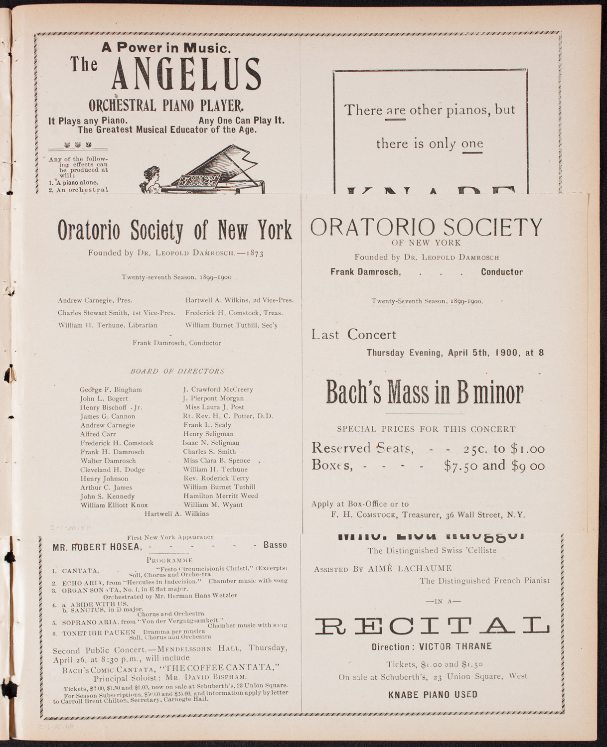 Lillian Nordica, Soprano, and Ernestine Schumann-Heink, Contralto, February 1, 1900, program page 9