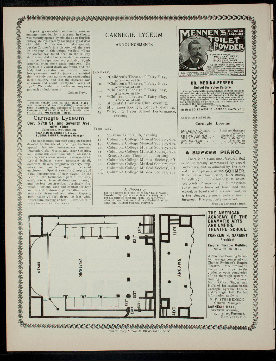 The Children's Theatre, January 8, 1901, program page 4