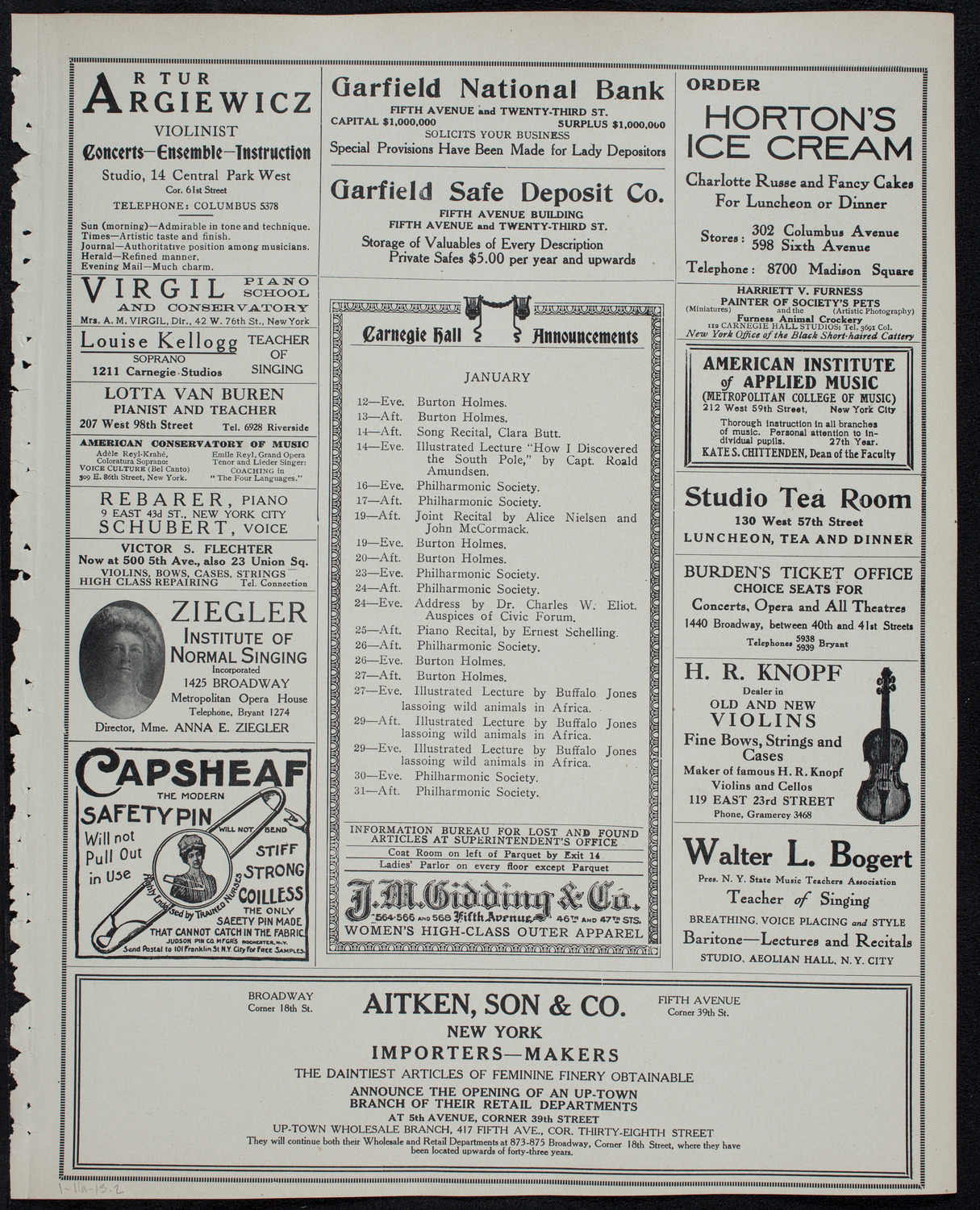 Boston Symphony Orchestra, January 11, 1913, program page 3