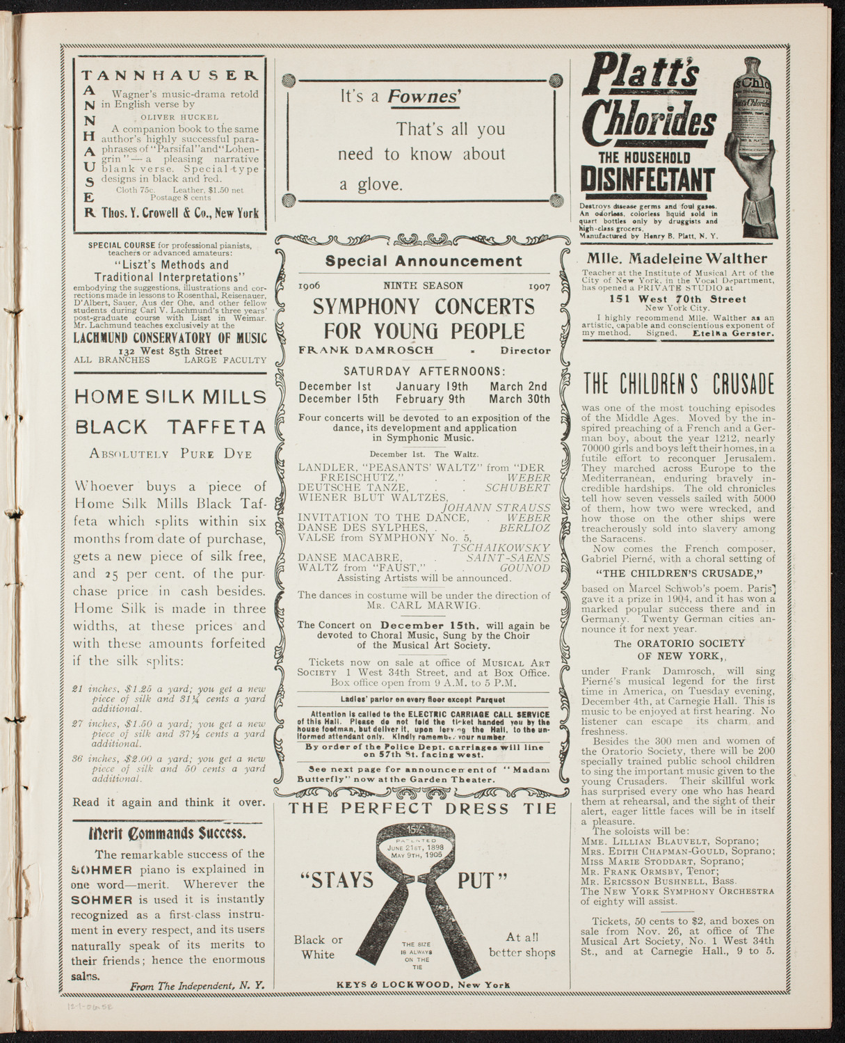 New York Philharmonic, December 1, 1906, program page 9