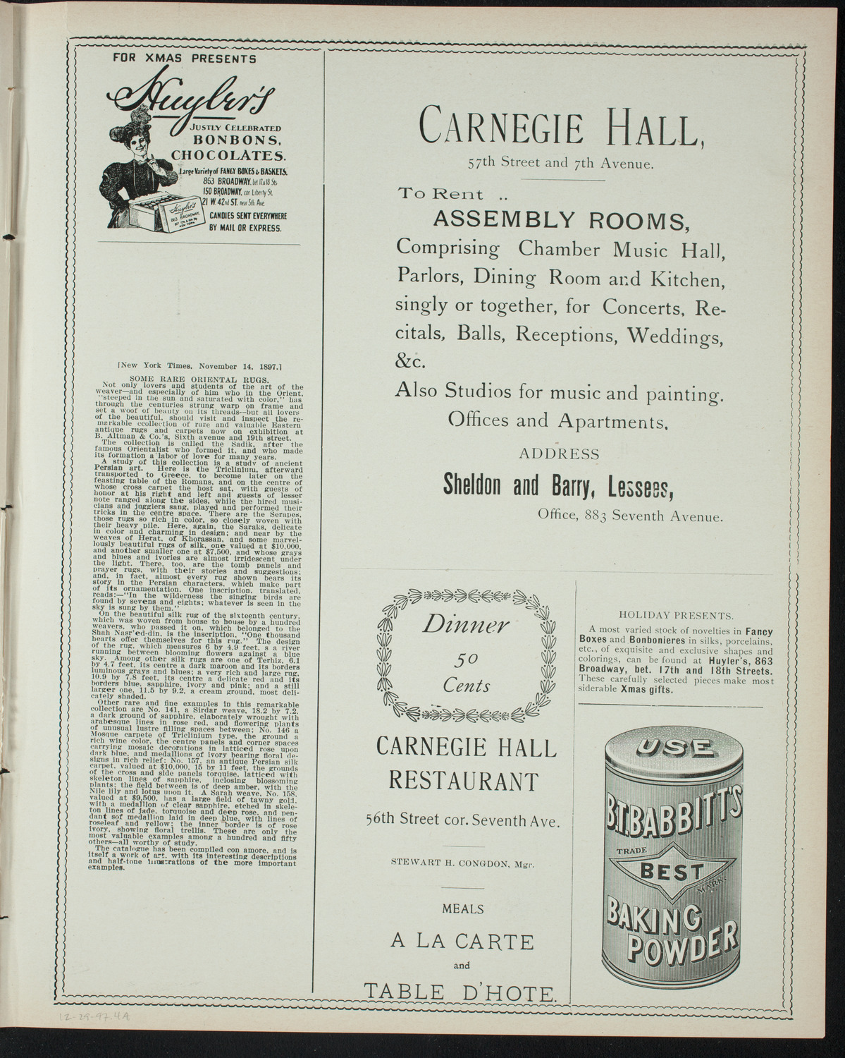 Holiday Pantomime by the Junior League, December 29, 1897, program page 7