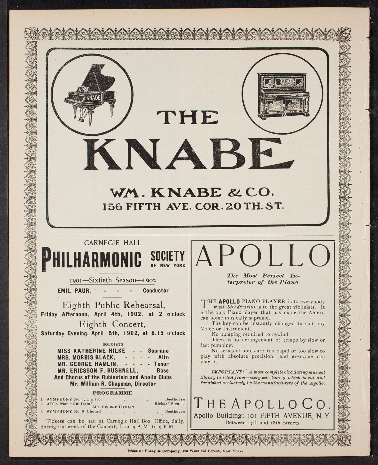 New York Philharmonic, March 14, 1902, program page 10