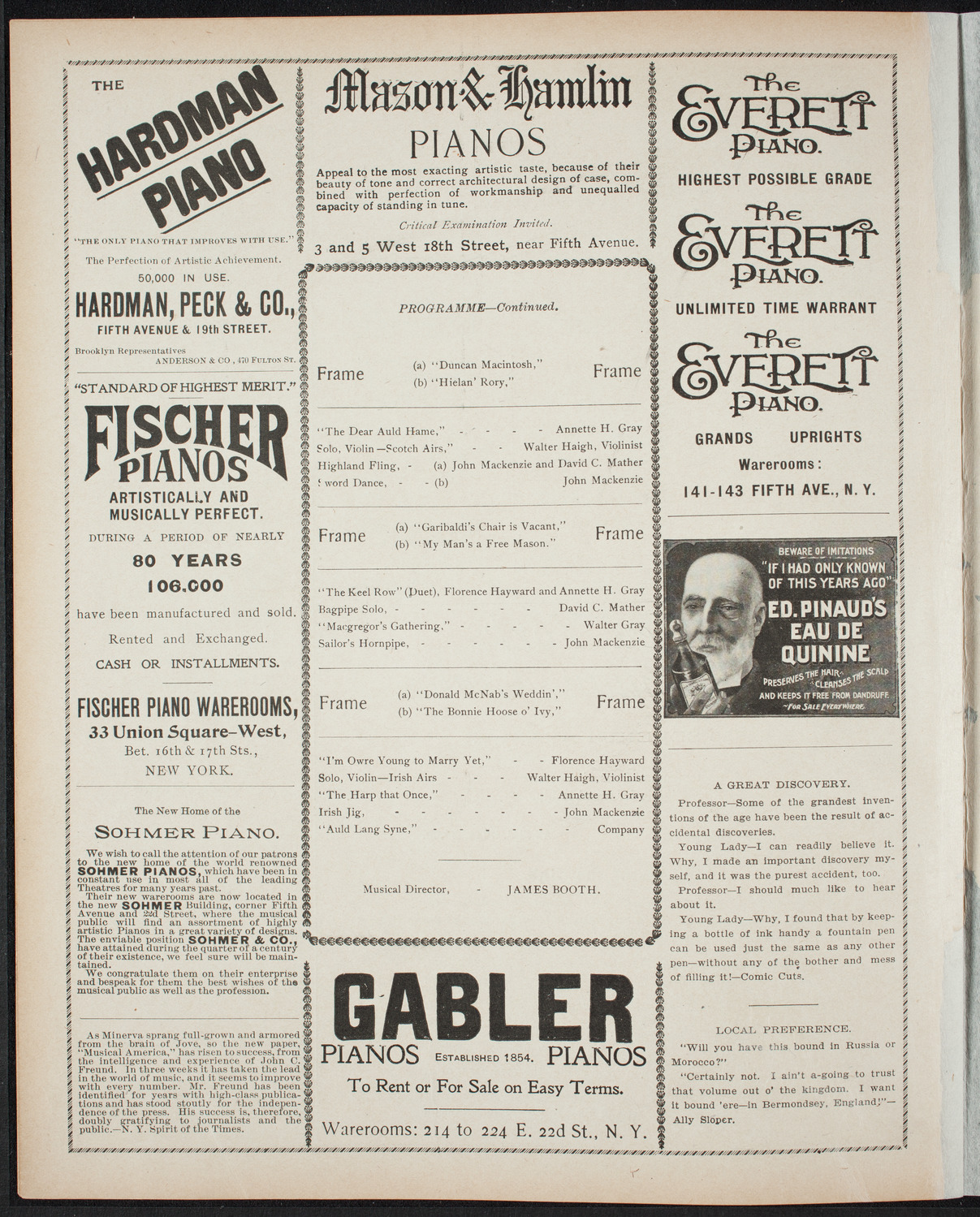 Frame's Concert Company, November 23, 1898, program page 6