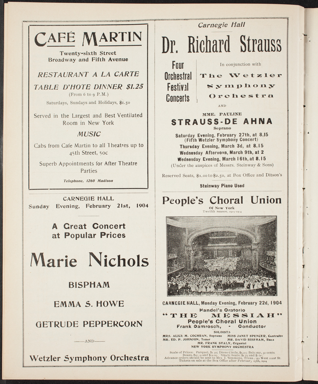 Oratorio Society of New York, February 9, 1904, program page 10