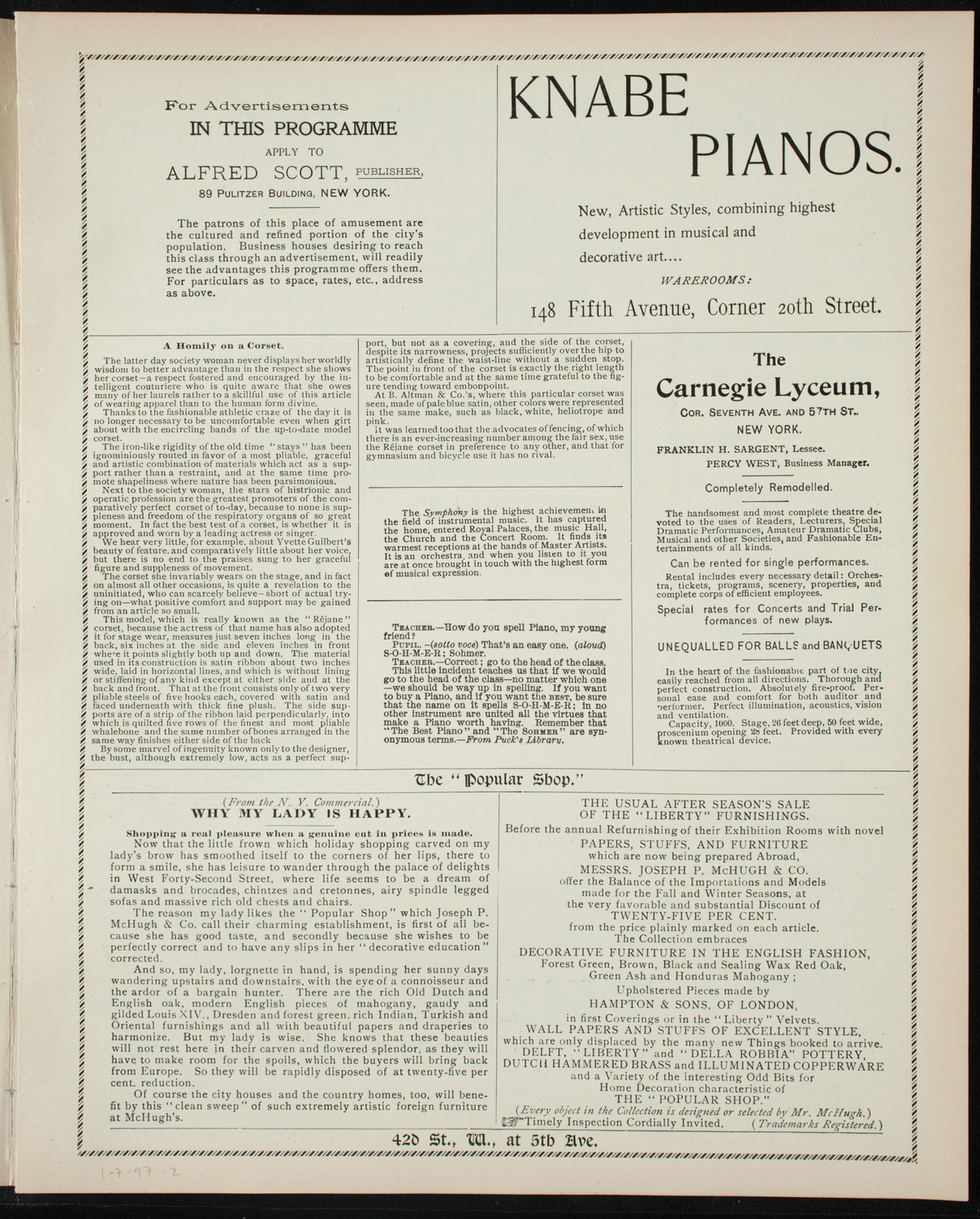 German Liederkranz of New York: 50th Anniversary Concert, January 7, 1897, program page 3