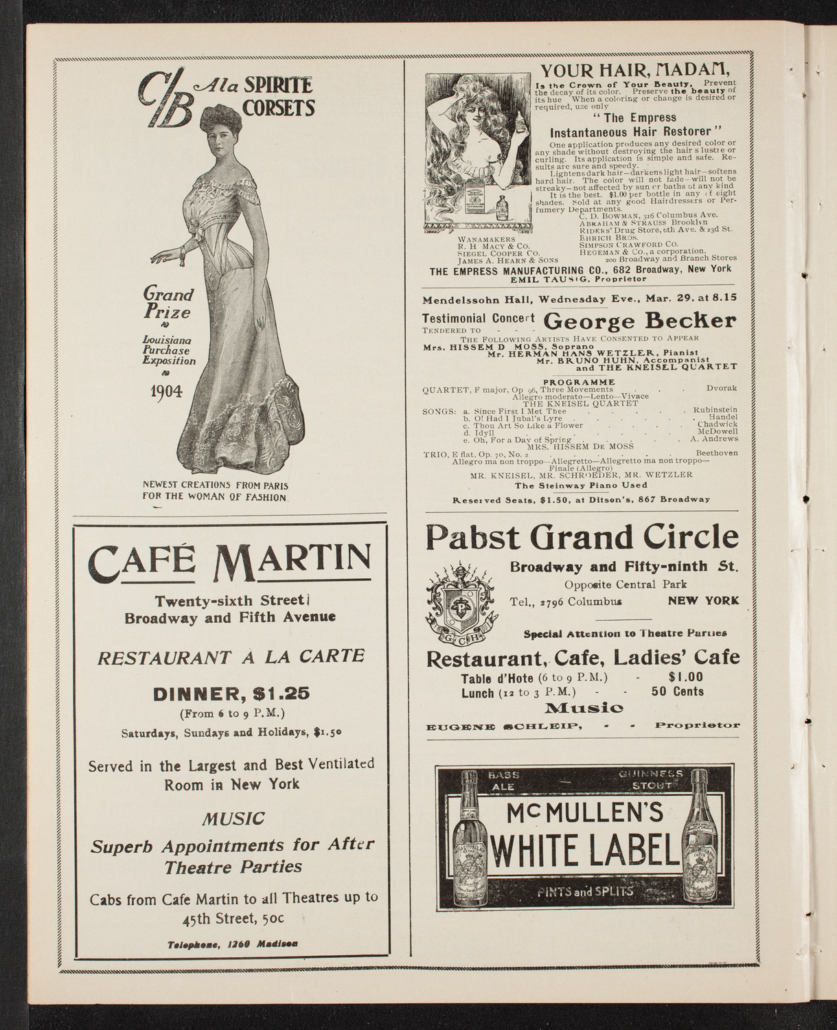Gunnar Wennerberg Memorial Chorus, March 26, 1905, program page 8