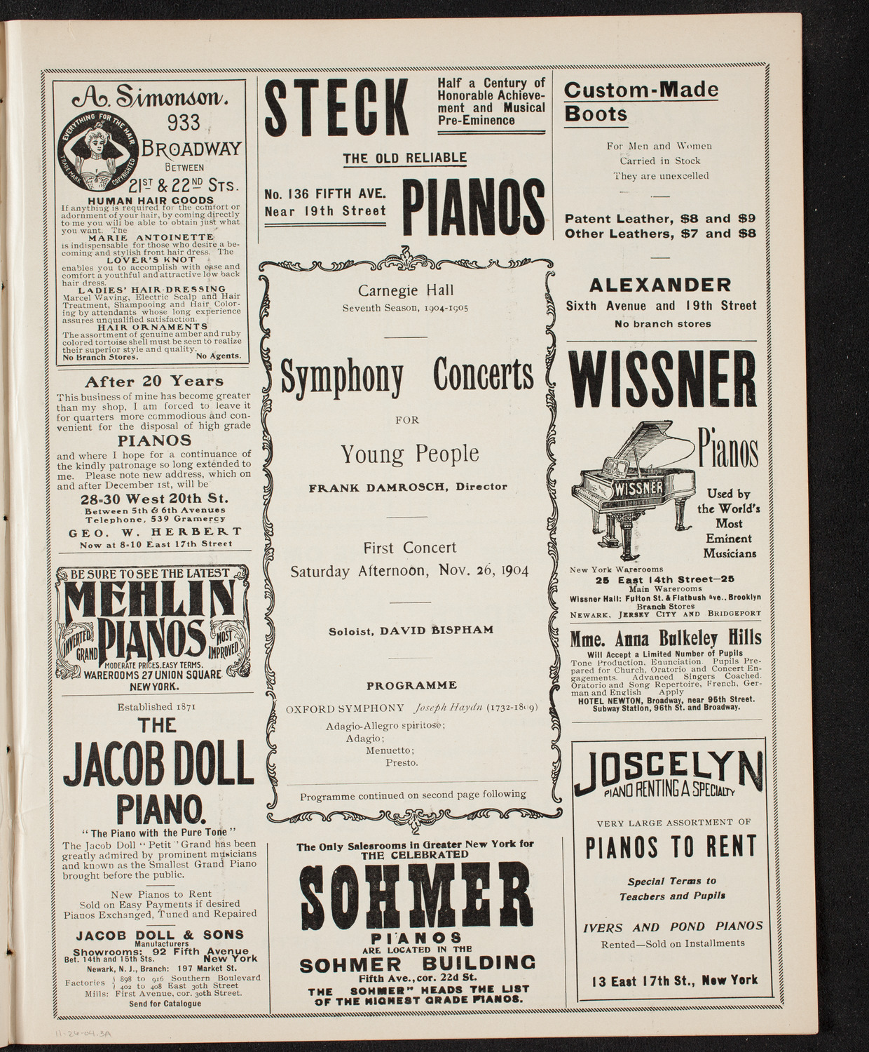 Symphony Concert for Young People, November 26, 1904, program page 5