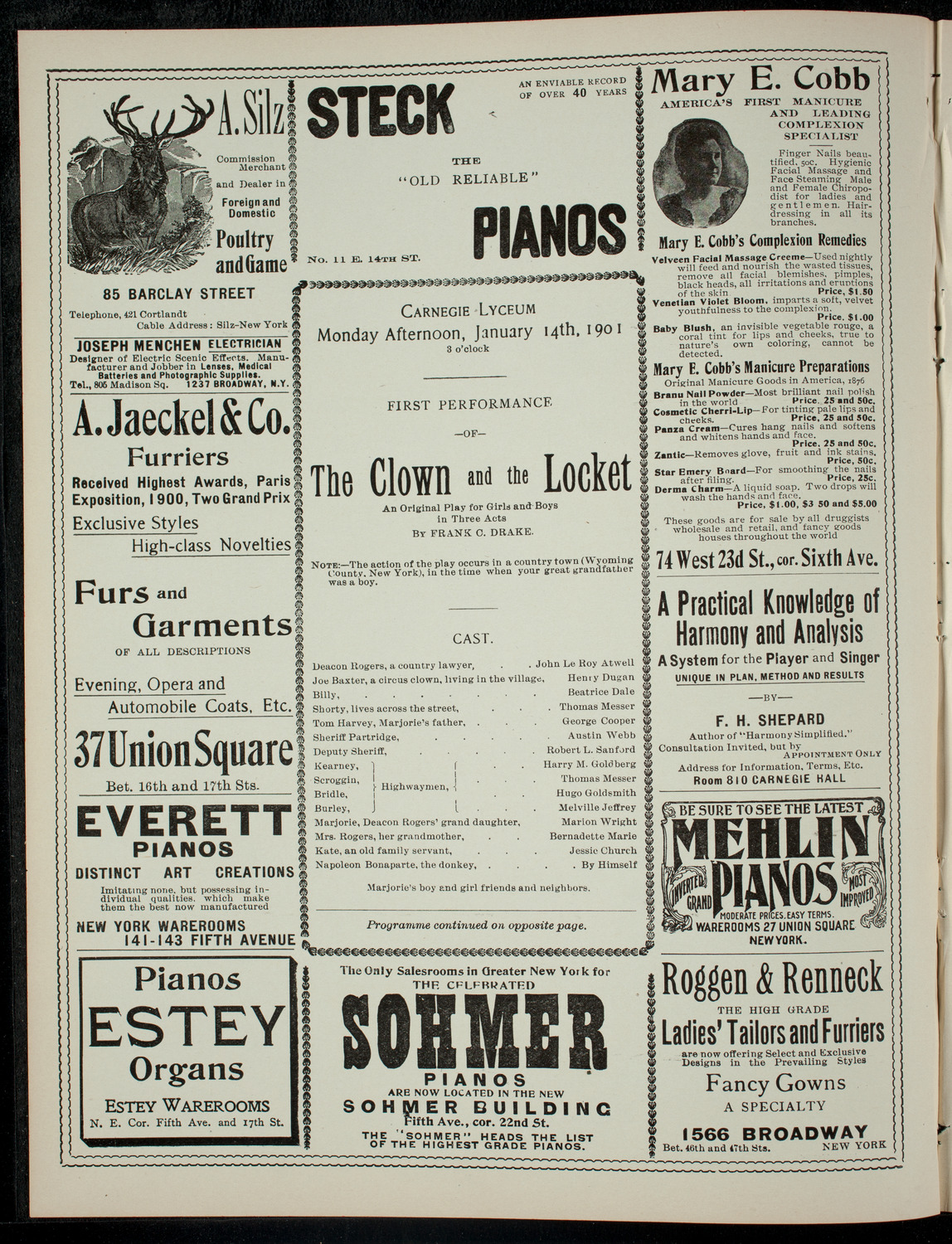 The Children's Theatre, January 14, 1901, program page 2