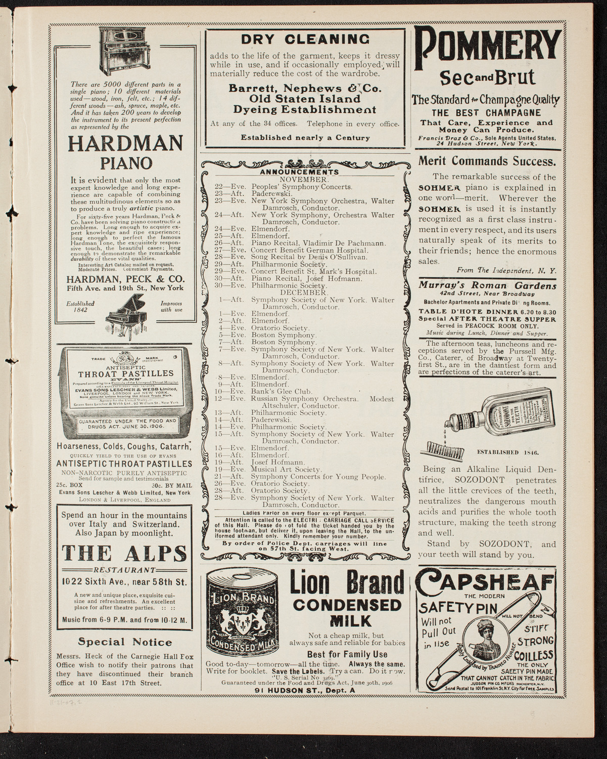 Volpe Symphony Society of New York, November 21, 1907, program page 3